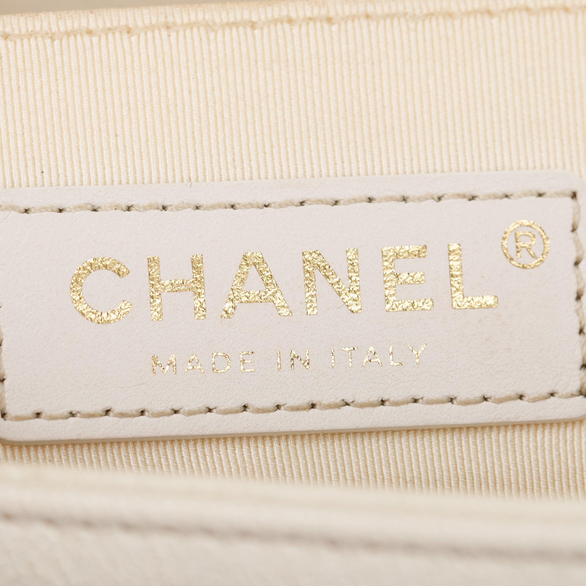 Chanel White Calfskin Leather Medium Boy Bag w/ Authenticity Card