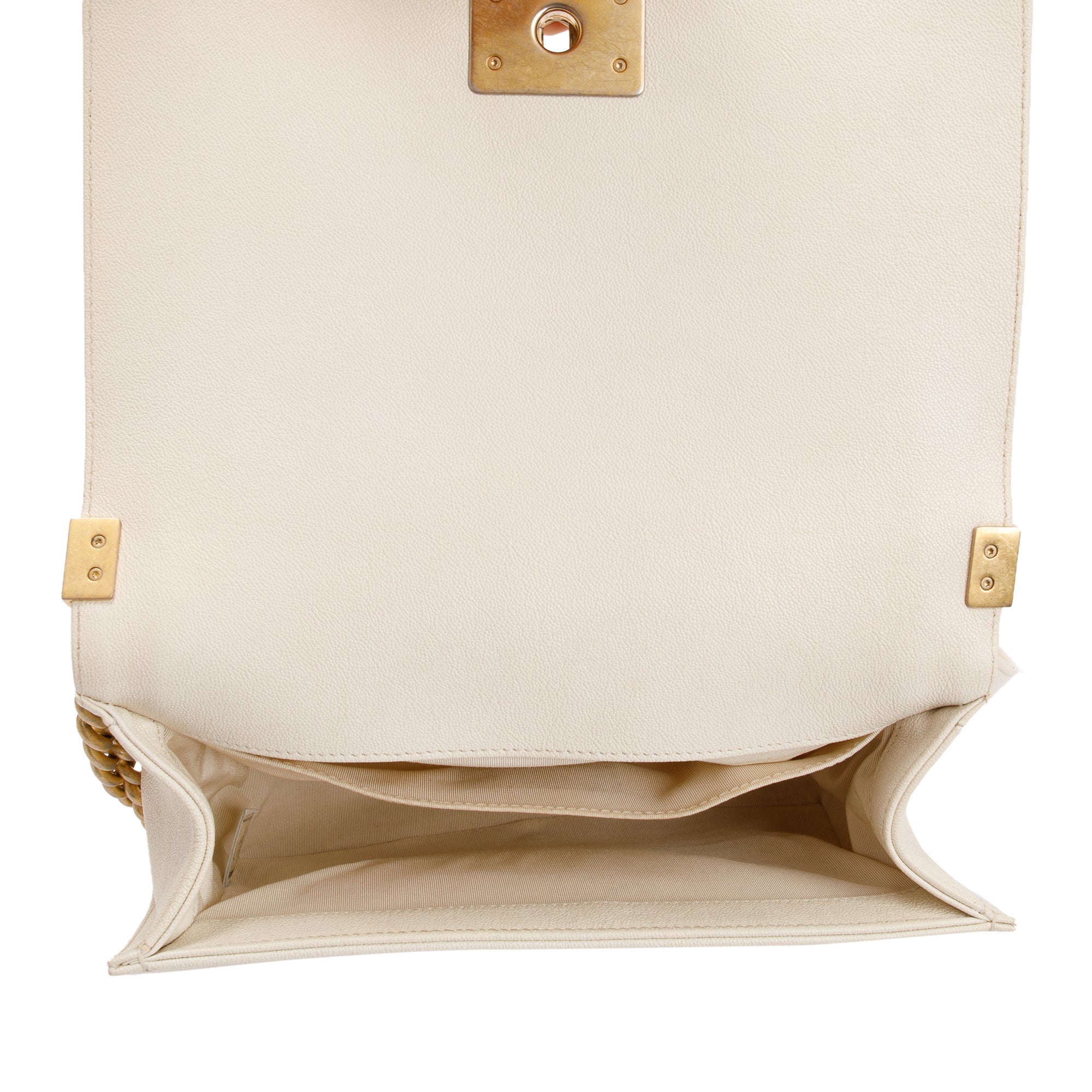 Chanel White Calfskin Leather Medium Boy Bag w/ Authenticity Card