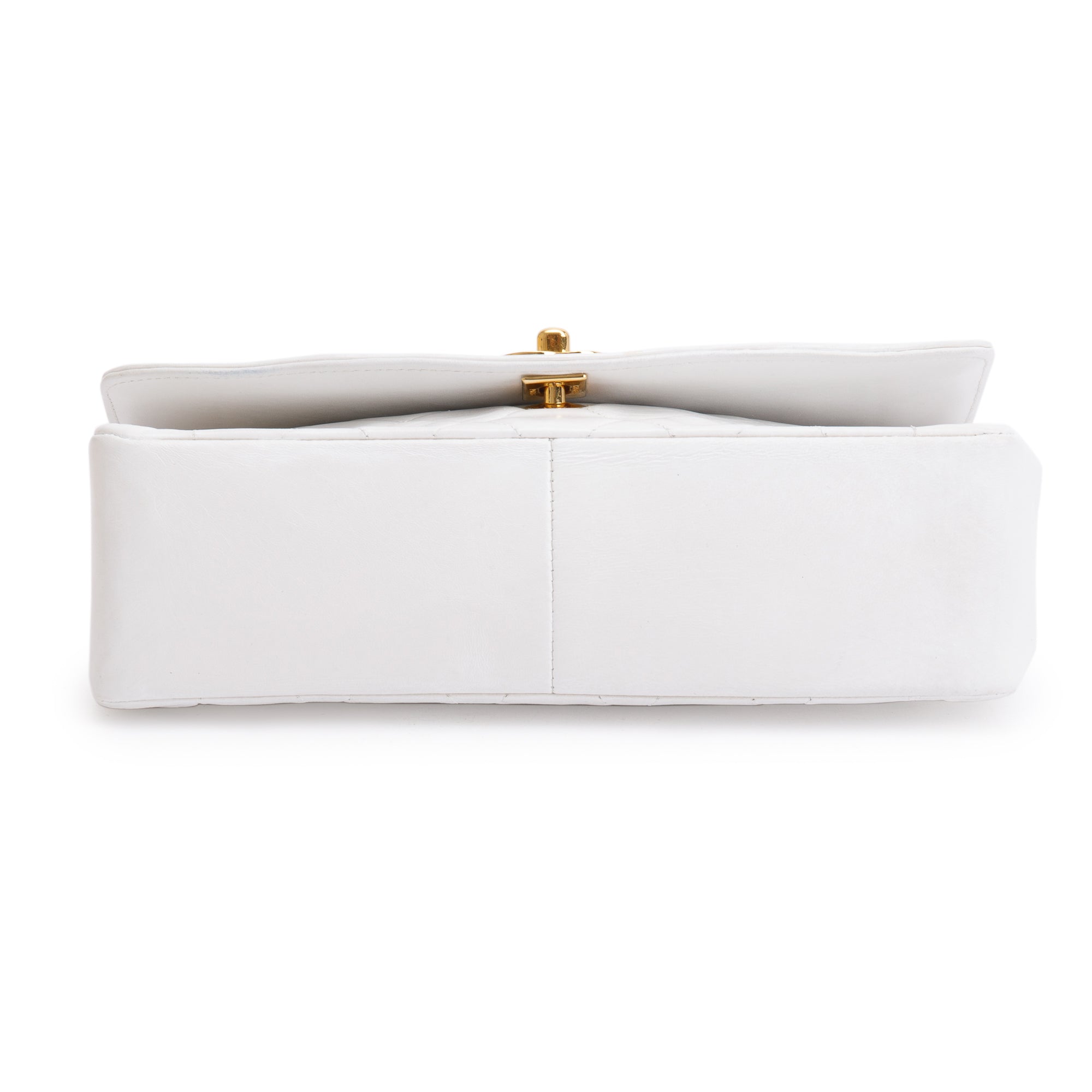 Chanel White Calfskin Leather Medium Diana Flap Bag w/ Authenticity Card