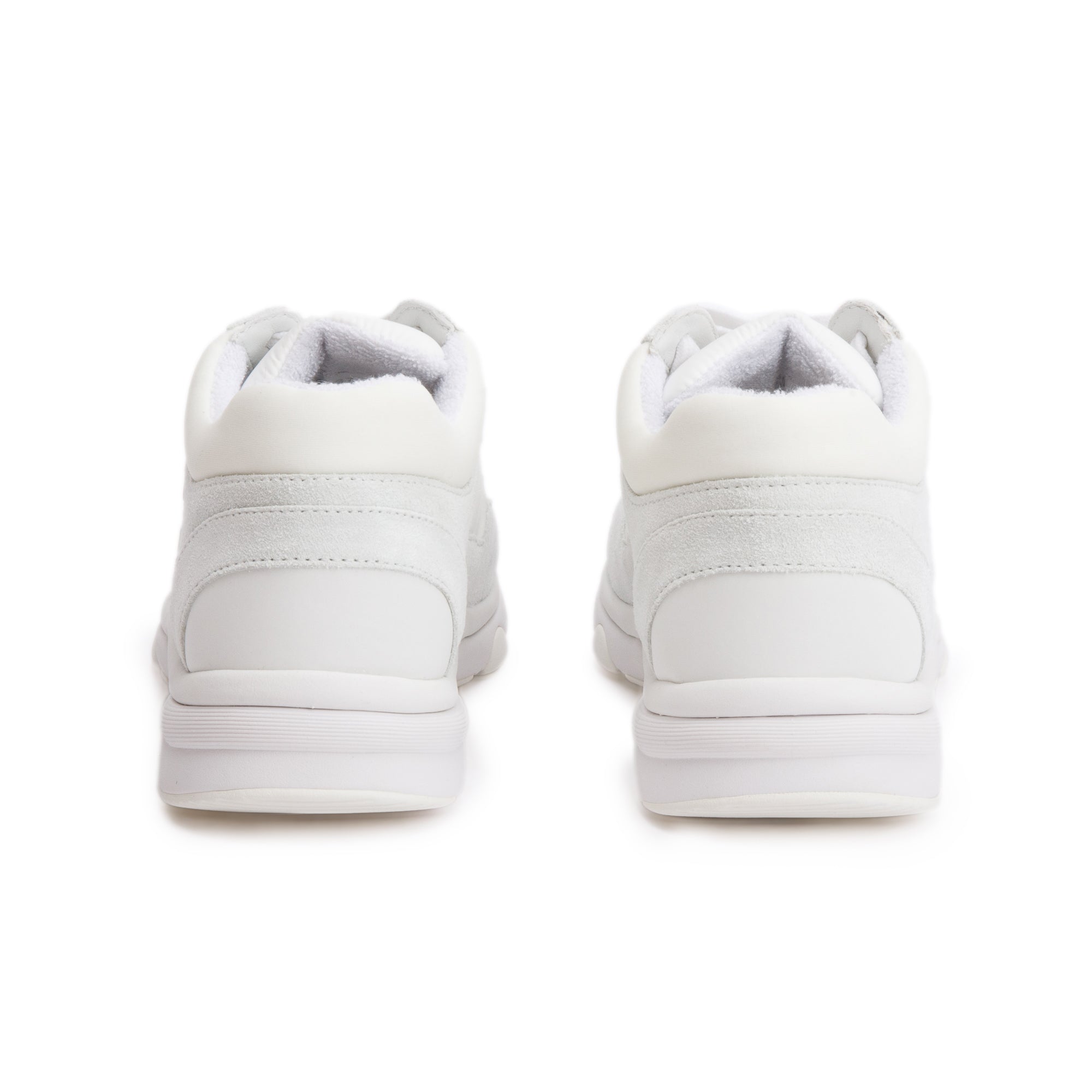 Chanel White Calfskin Nylon Suede CC Logo Sneakers, Size 37.5 w/ Box