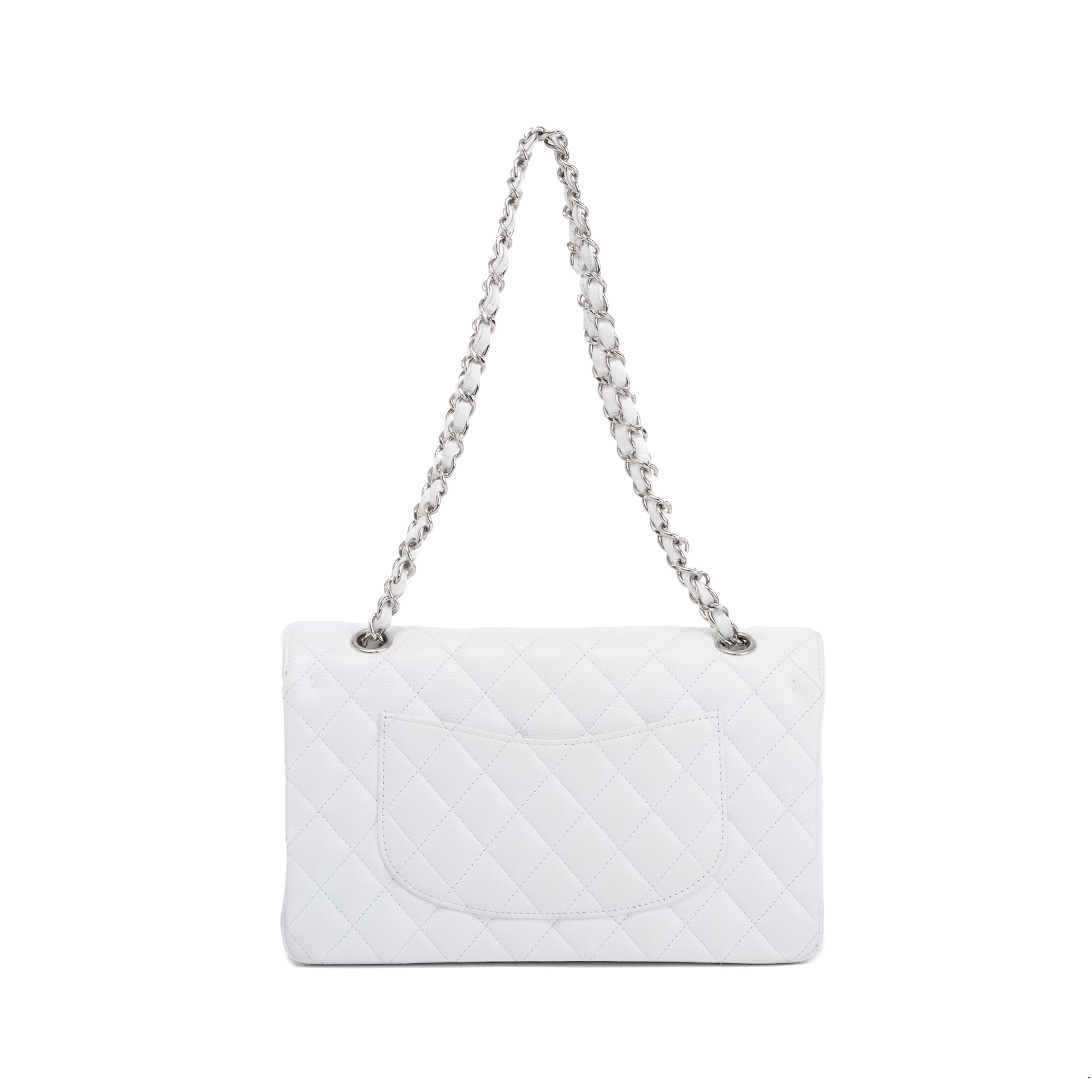 Chanel White Caviar Classic Medium Double Flap Bag w/ Box & Authenticity Card