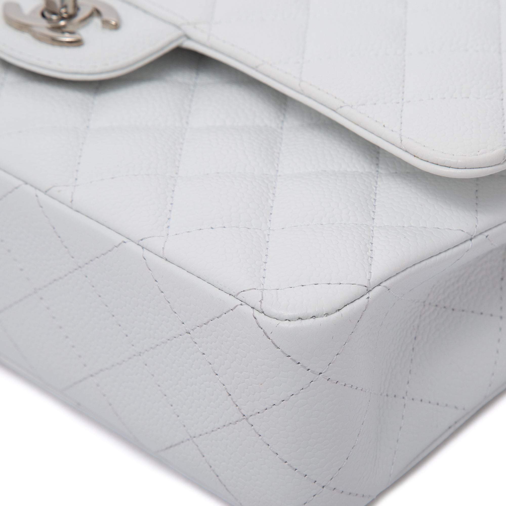 Chanel White Caviar Classic Medium Double Flap Bag w/ Box & Authenticity Card