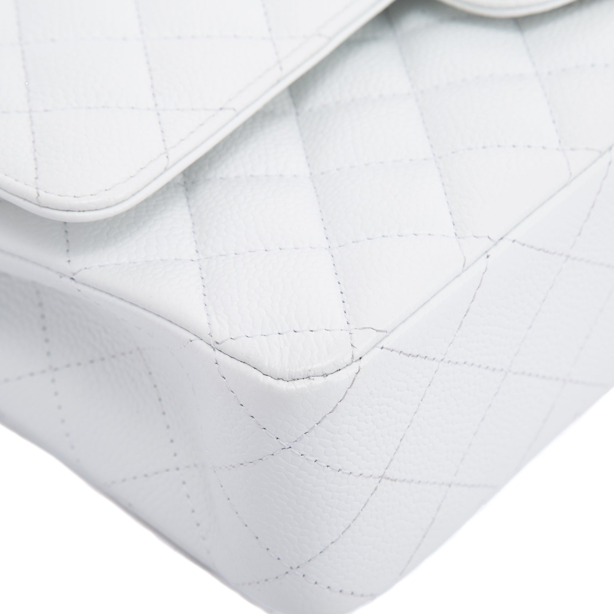 Chanel White Caviar Classic Medium Double Flap Bag w/ Box & Authenticity Card