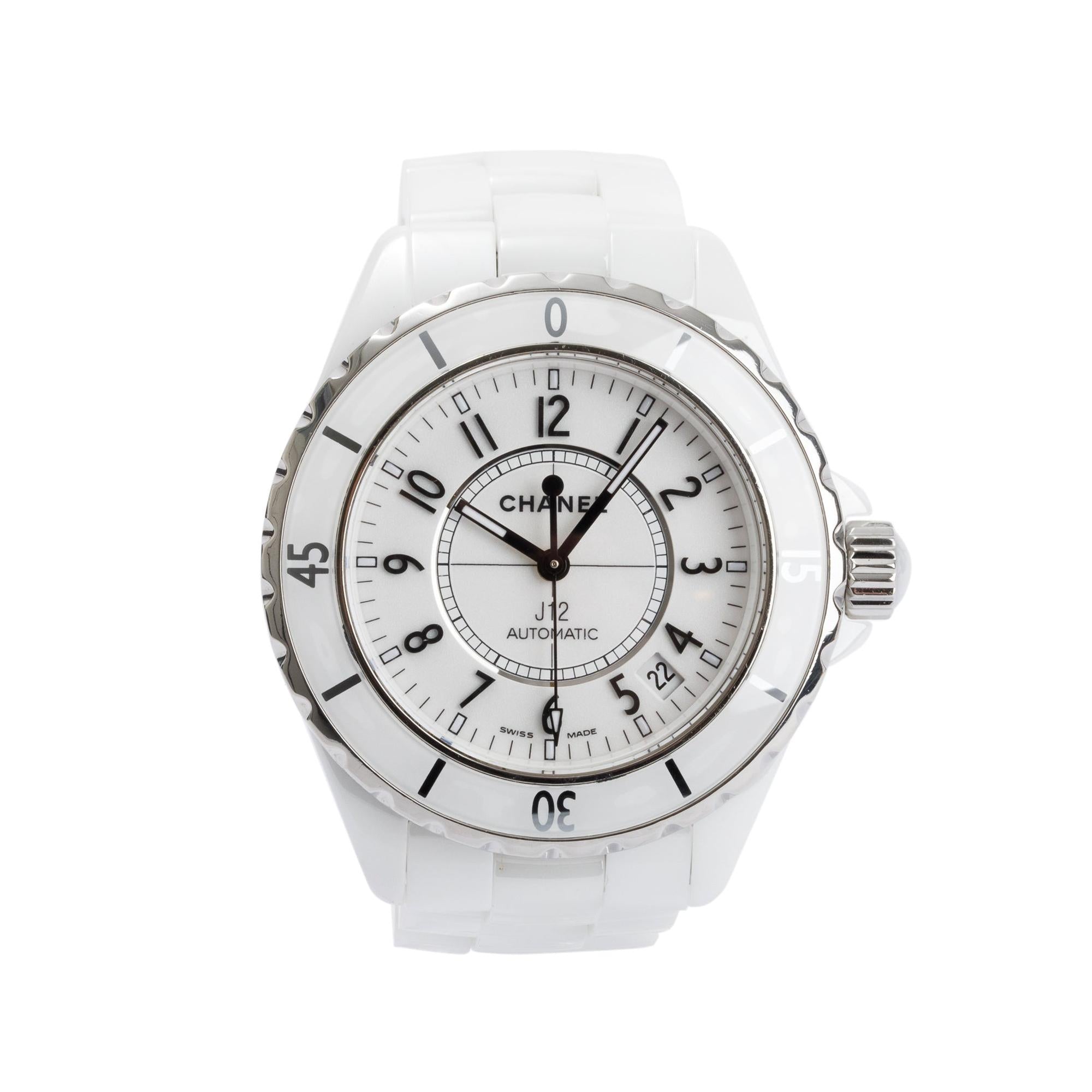 Chanel White Ceramic 39 MM J12 Automatic Watch