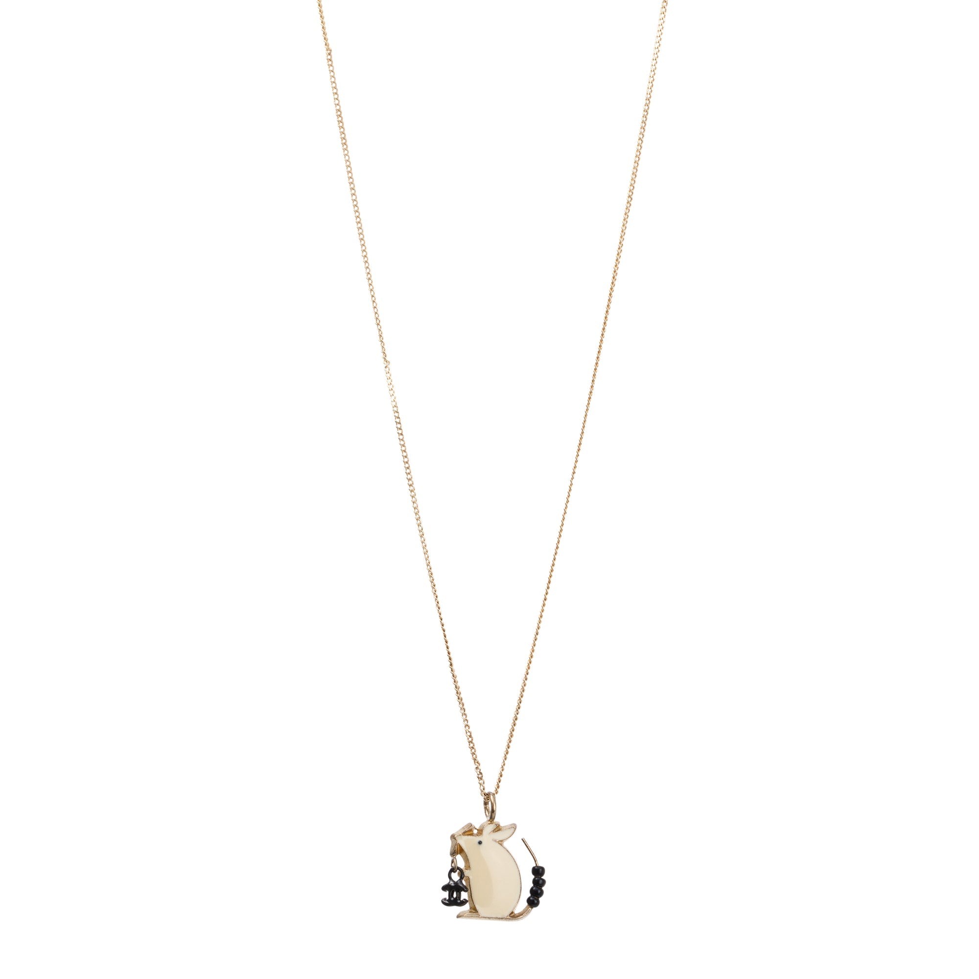 Chanel White Mouse Baby Animals Pendant Necklace