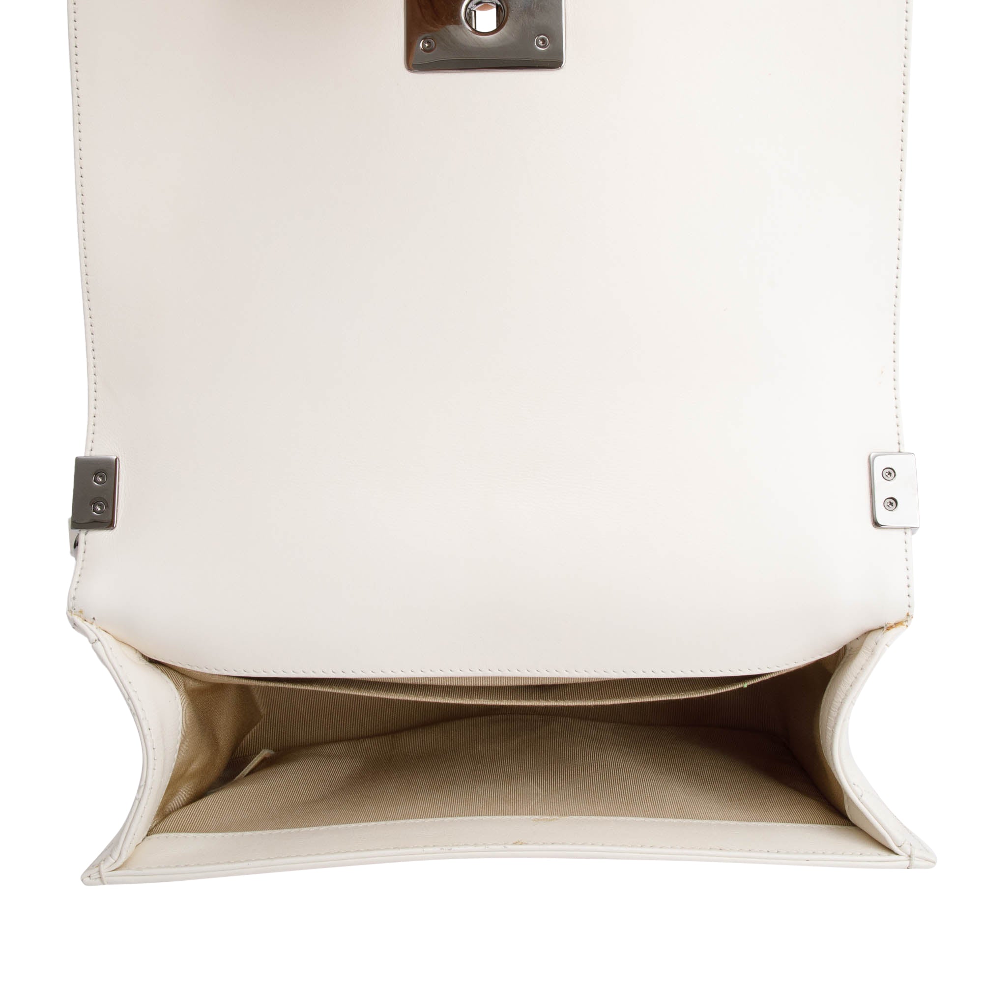 Chanel White Quilted Calfskin Leather Medium Boy Bag