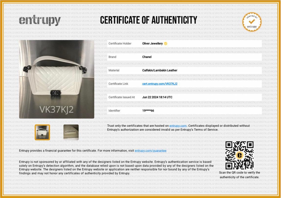 Chanel White Quilted Calfskin Leather Medium Boy Bag