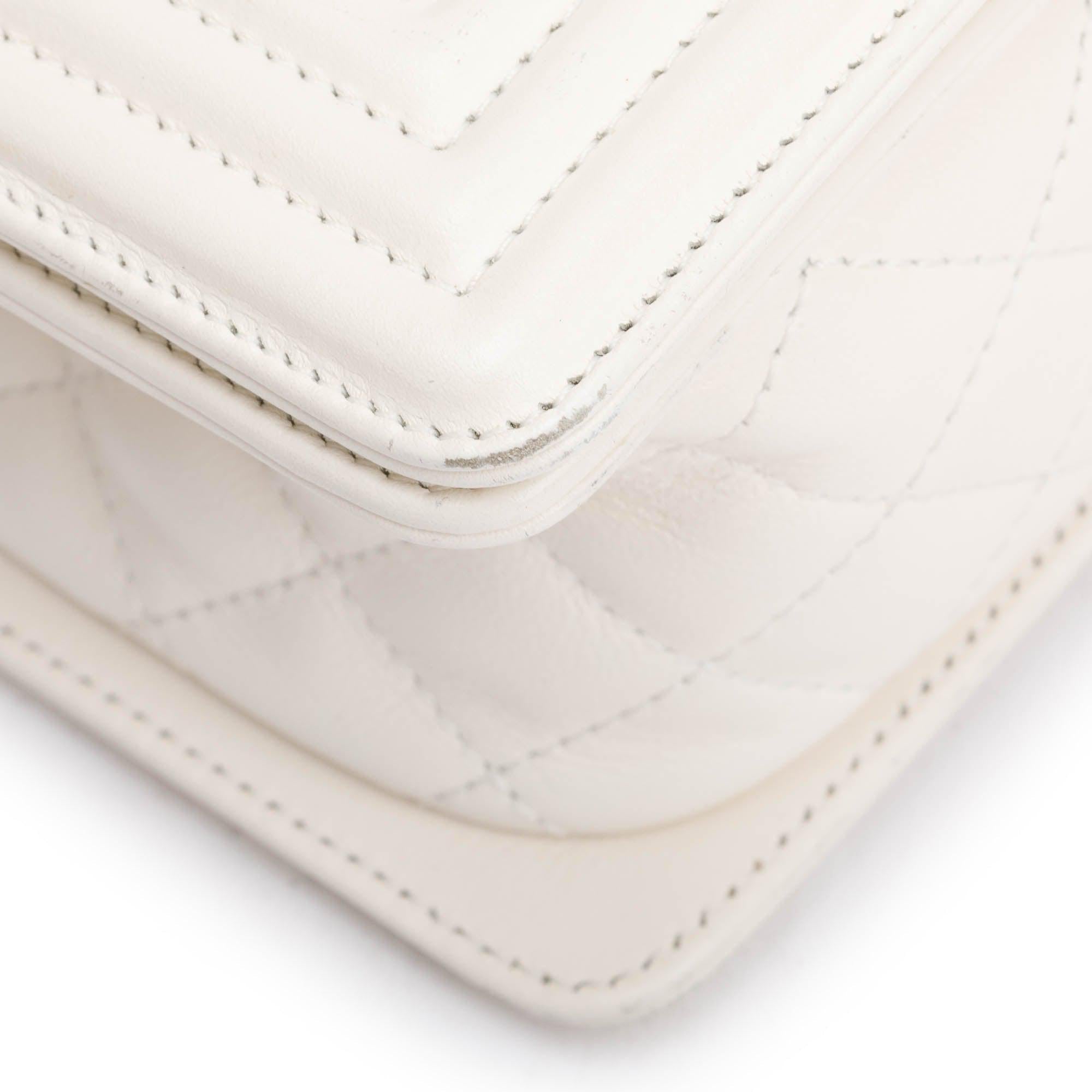 Chanel White Quilted Calfskin Leather Medium Boy Bag