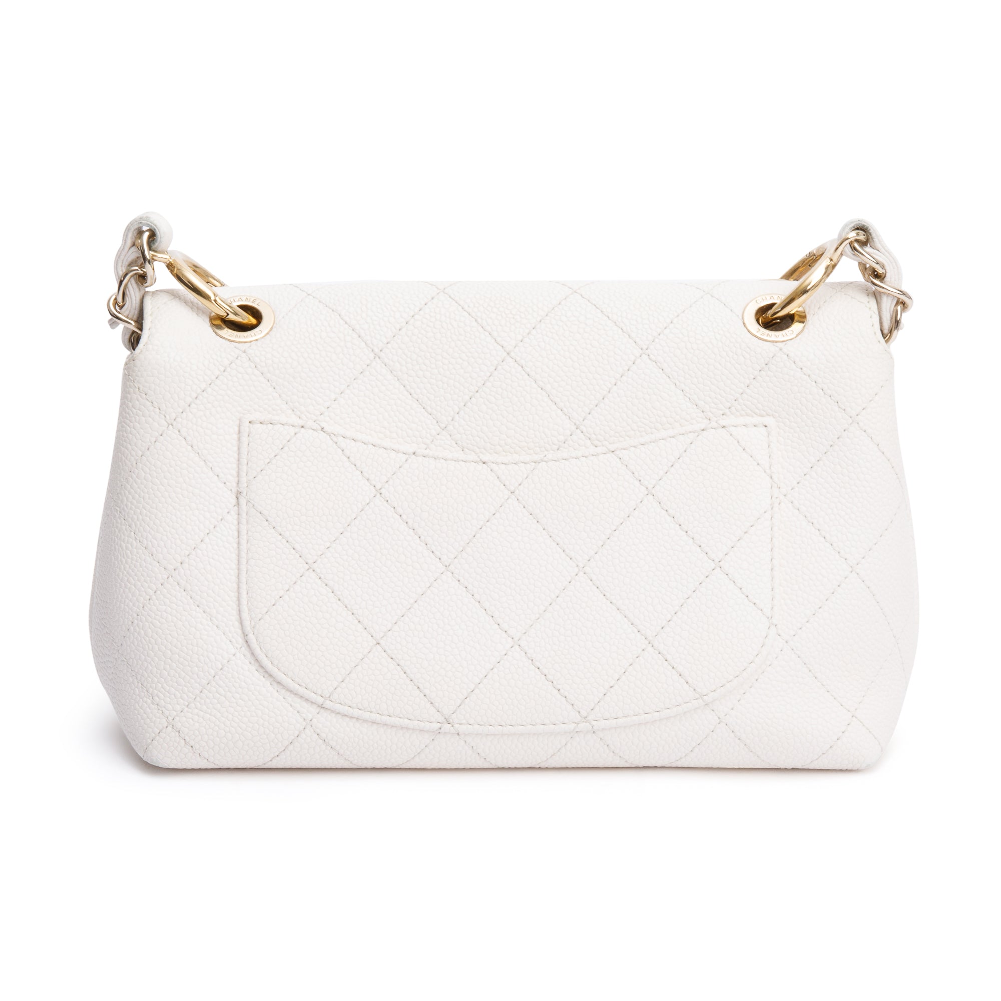 Chanel White Quilted Caviar Leather Small City Walk Flap Bag w/ Authenticity Card