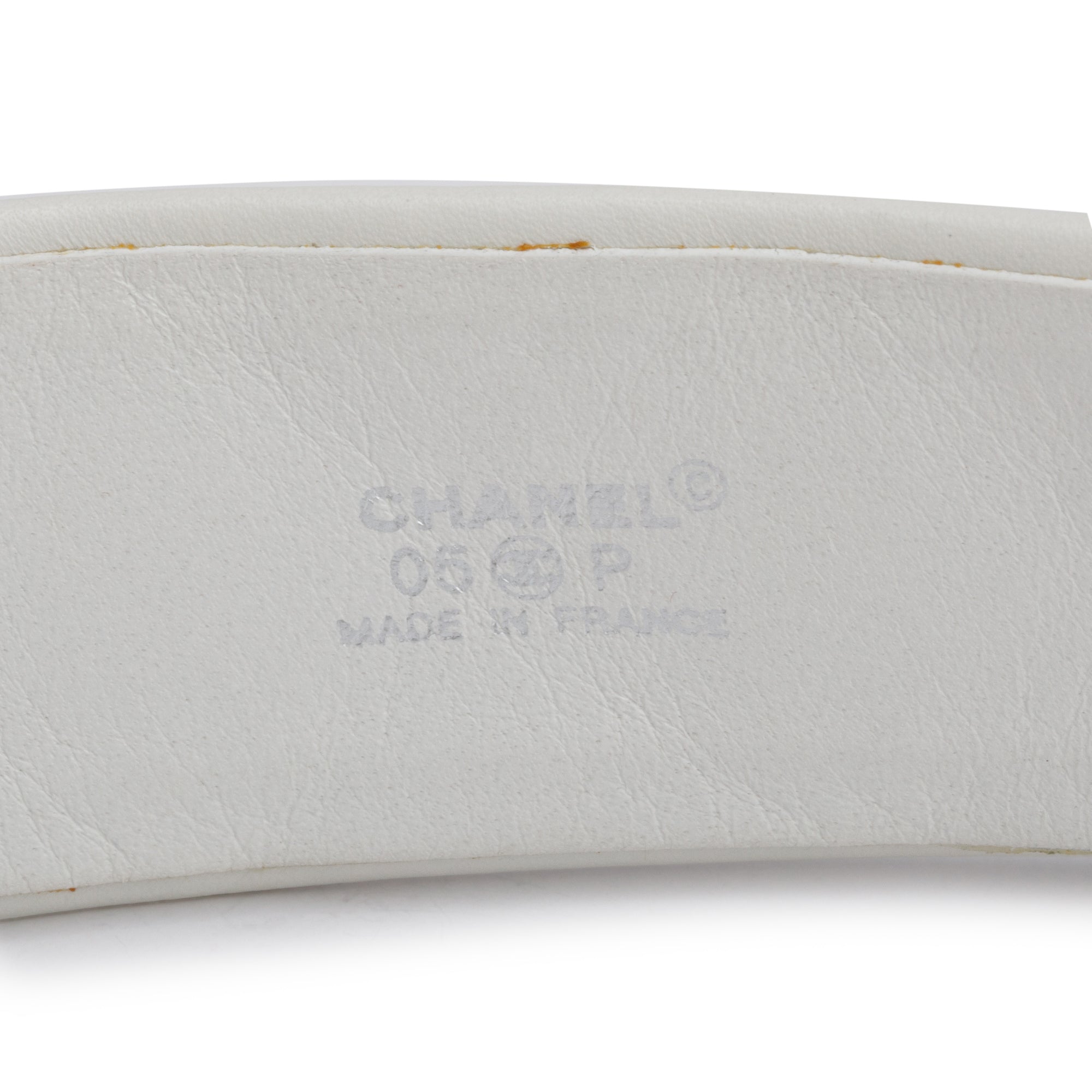Chanel White Quilted Lambskin Leather Interlocking CC Logo Oval Buckle Belt 80 38