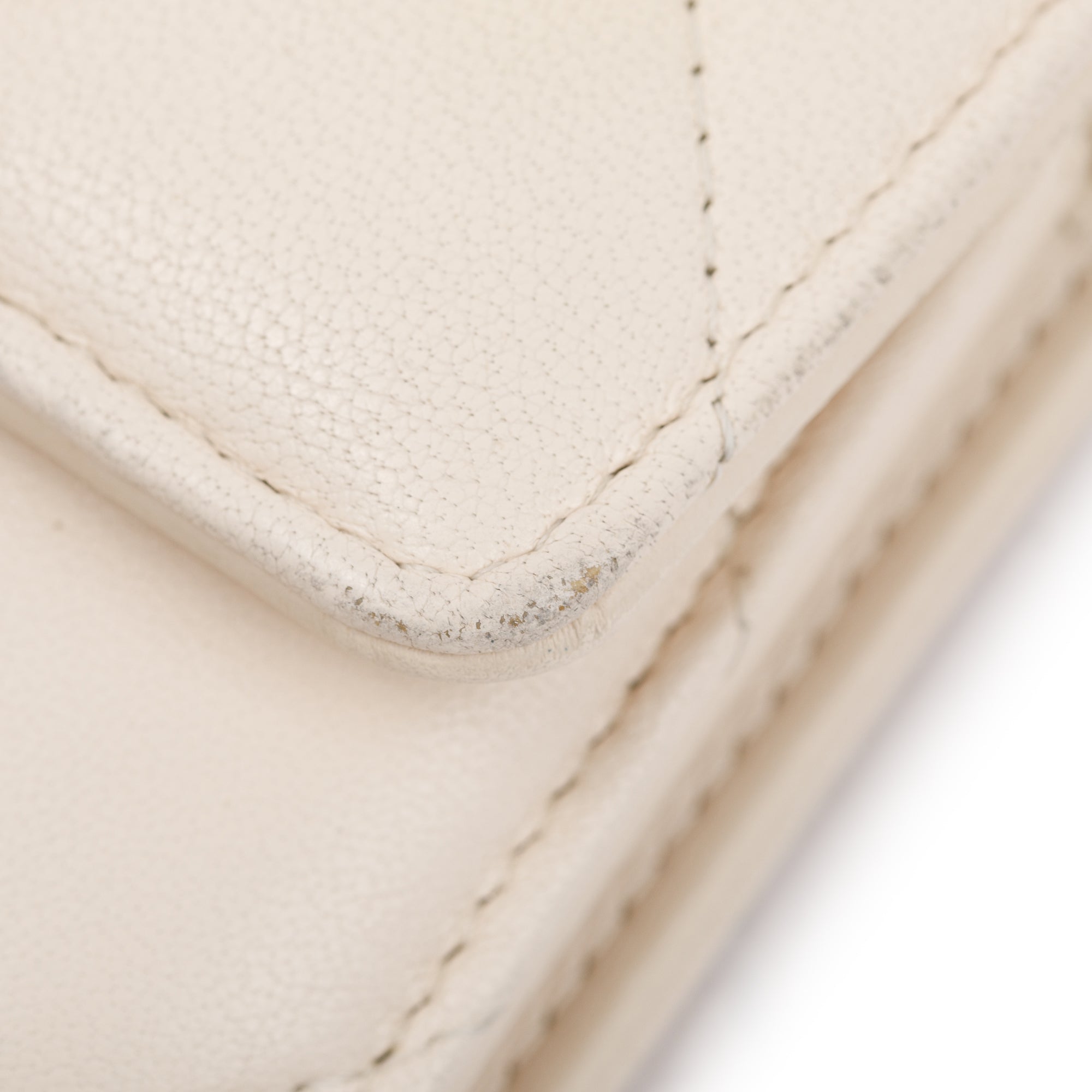 Chanel White Quilted Leather Small 19 Flap Wallet w/ Authenticity Card