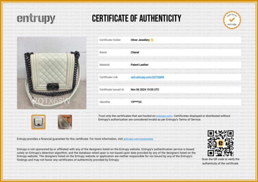 Chanel White Quilted Leather Small Gentle Boy Bag w/ Authenticity Card