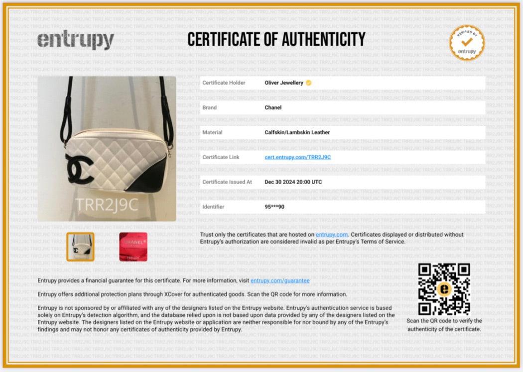 Chanel White/Black Calfskin Leather Ligne Cambon Pochette