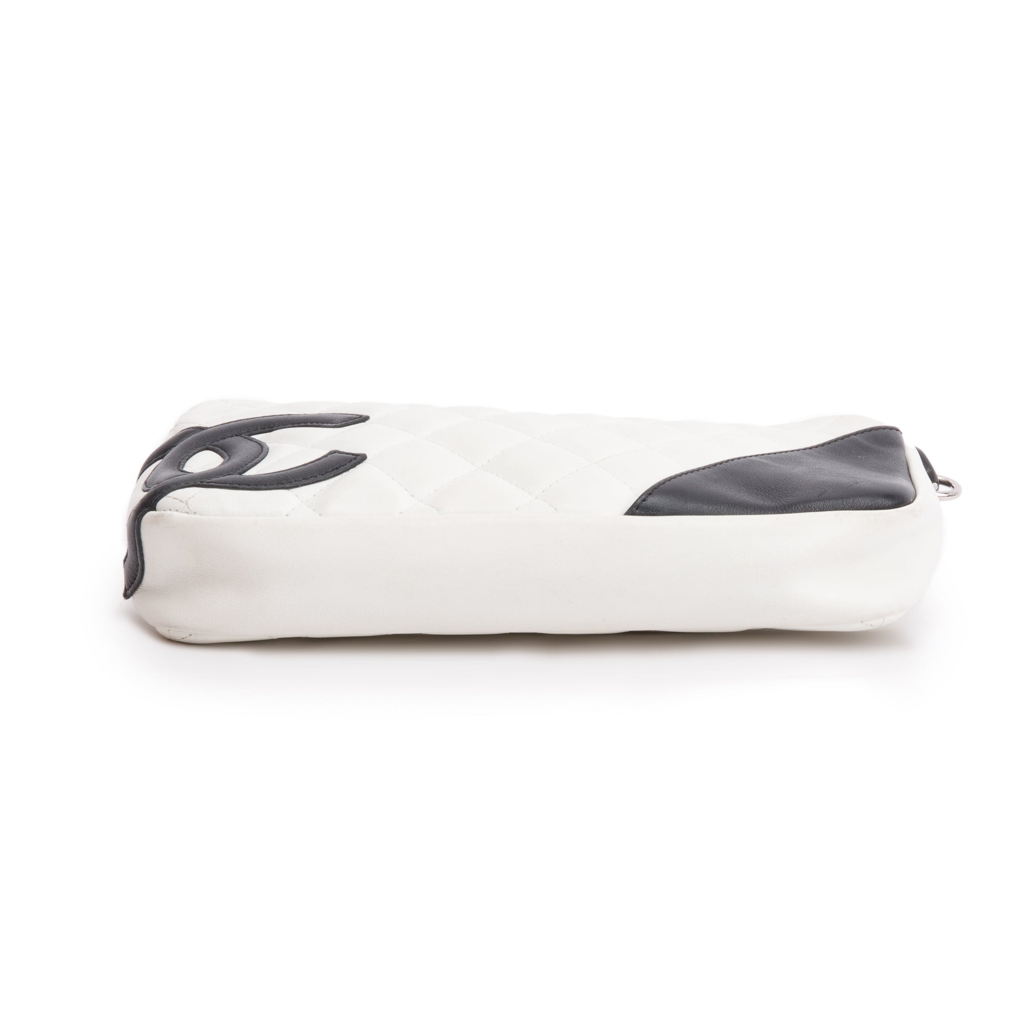 Chanel White/Black Calfskin Leather Ligne Cambon Pochette