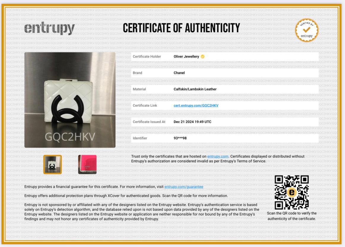 Chanel White/Black Quilted Lambskin Leather Ligne Cambon French Compact Wallet