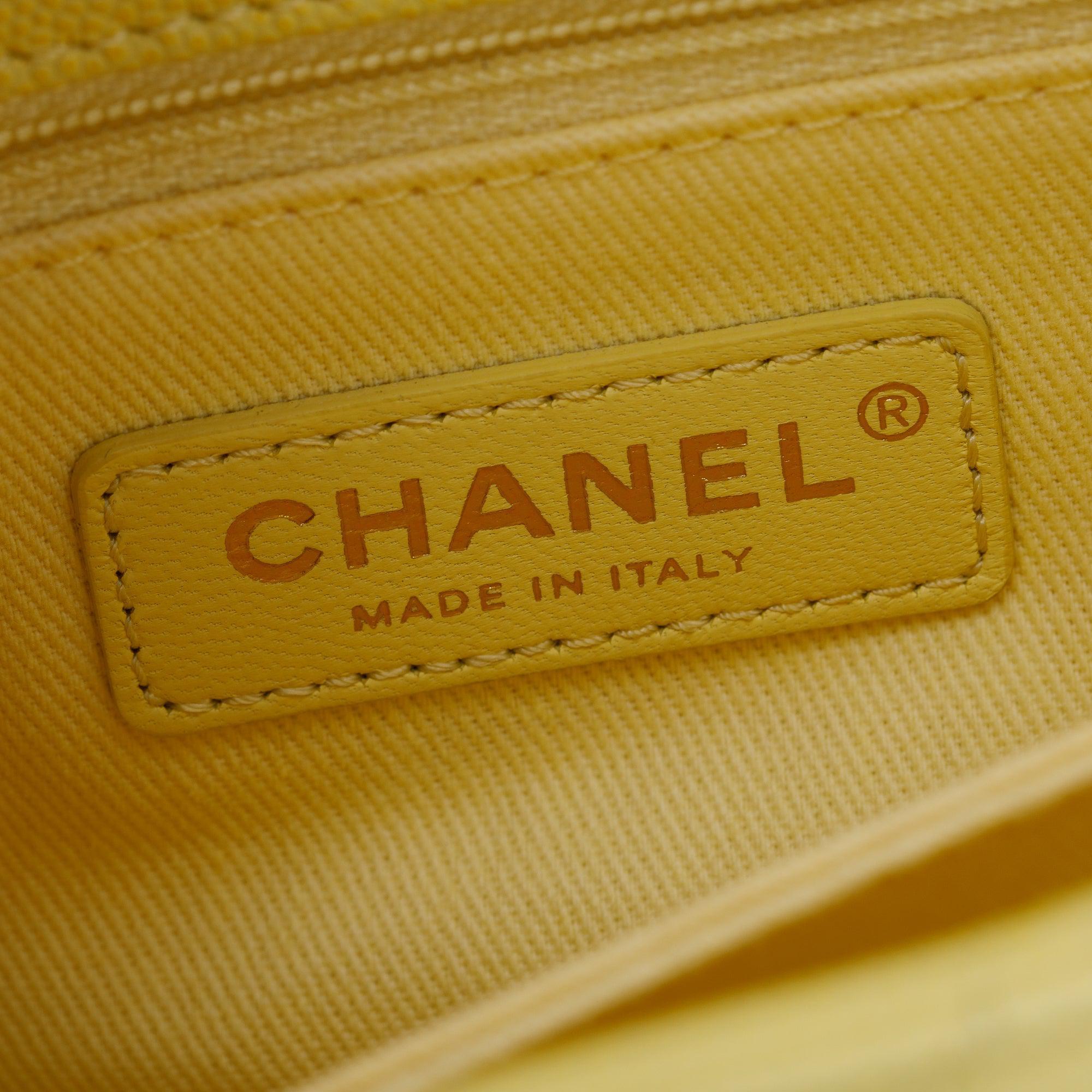 Chanel Yellow Quilted Caviar Leather Small Coco Handle Bag