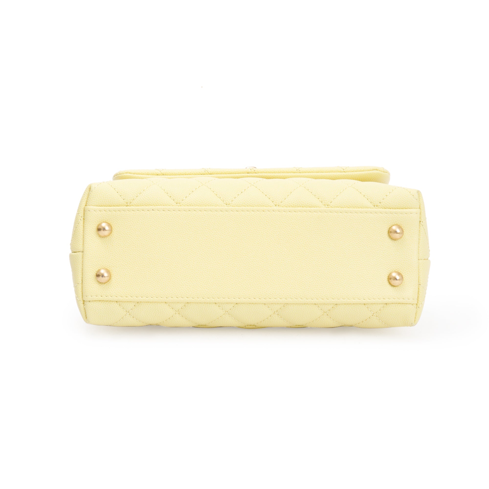 Chanel Yellow Quilted Caviar Leather Small Coco Handle Bag