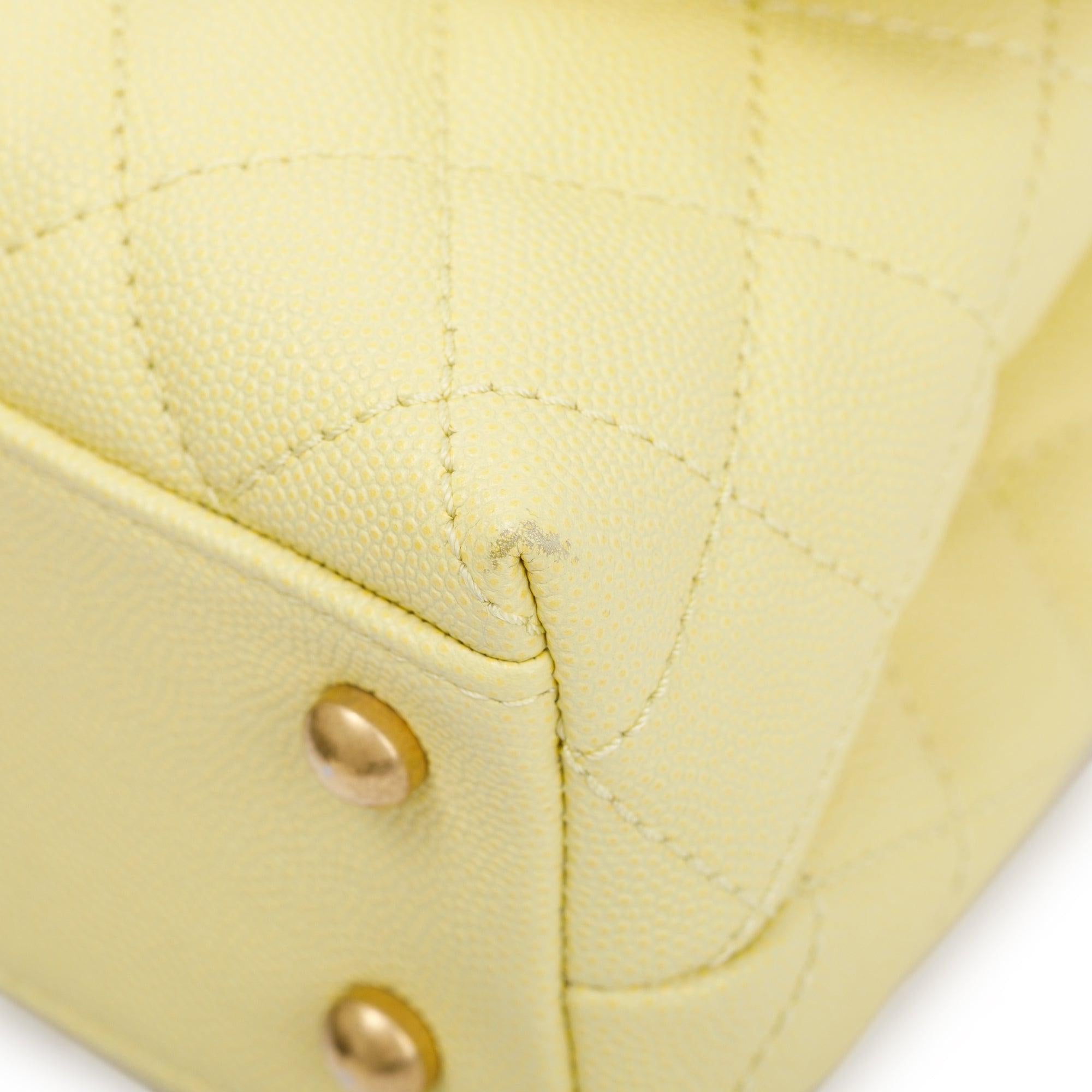 Chanel Yellow Quilted Caviar Leather Small Coco Handle Bag