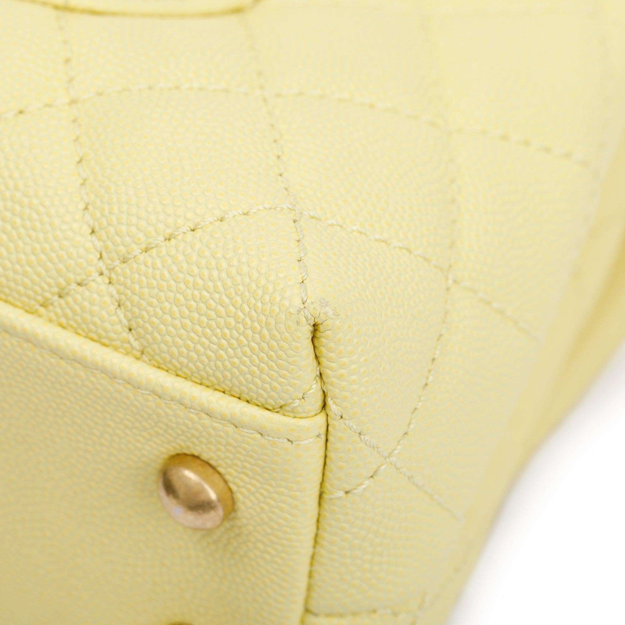 Chanel Yellow Quilted Caviar Leather Small Coco Handle Bag