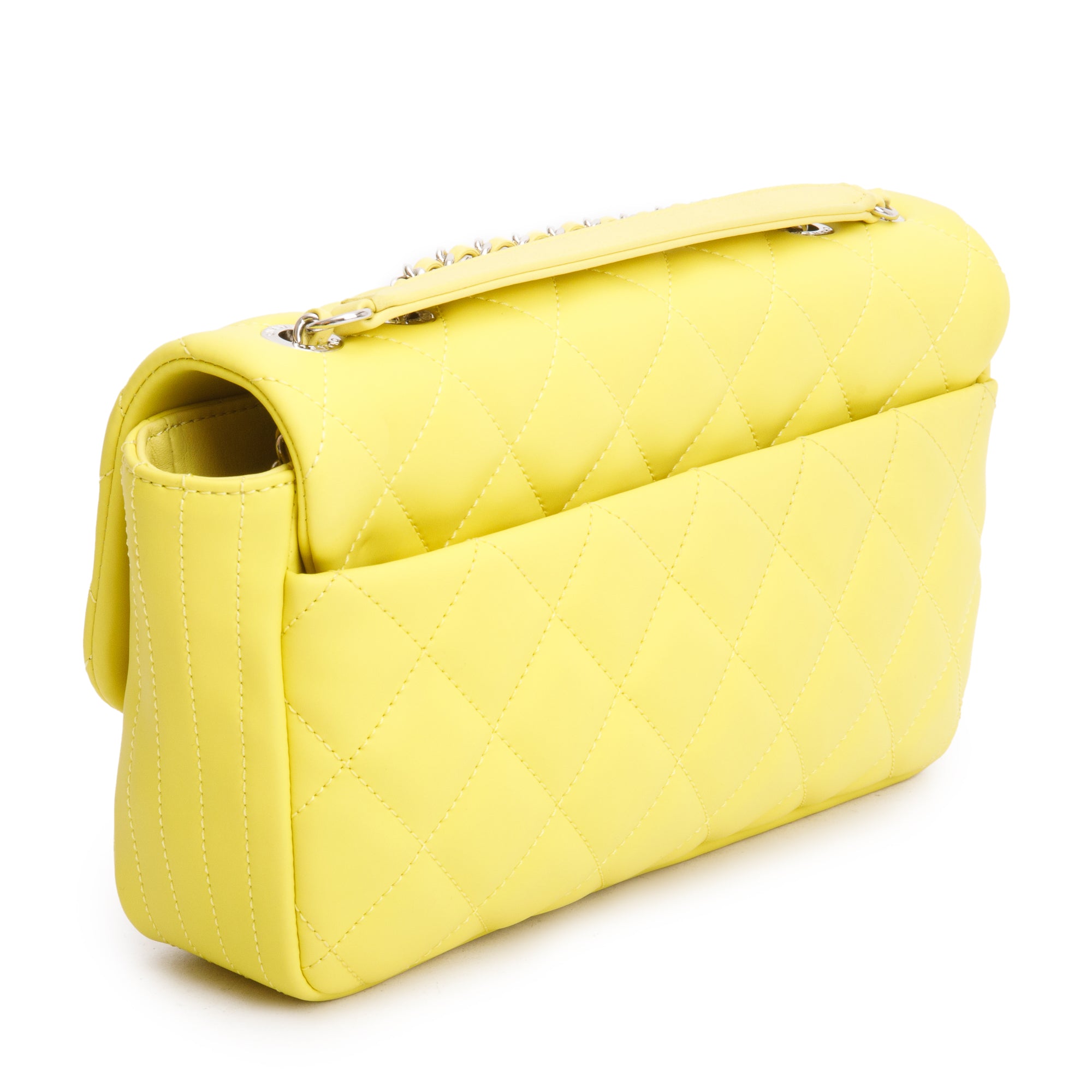Chanel Yellow Quilted Lambskin Leather Medium Rain Flap Bag w/ Box & Authenticity Card