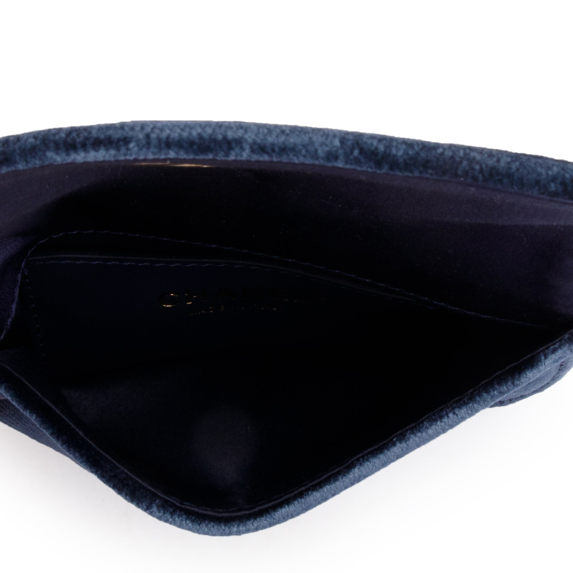 Chanel Yellow/Navy Velvet Private Affair Camellia Small Flap Bag w/ Authenticity Card