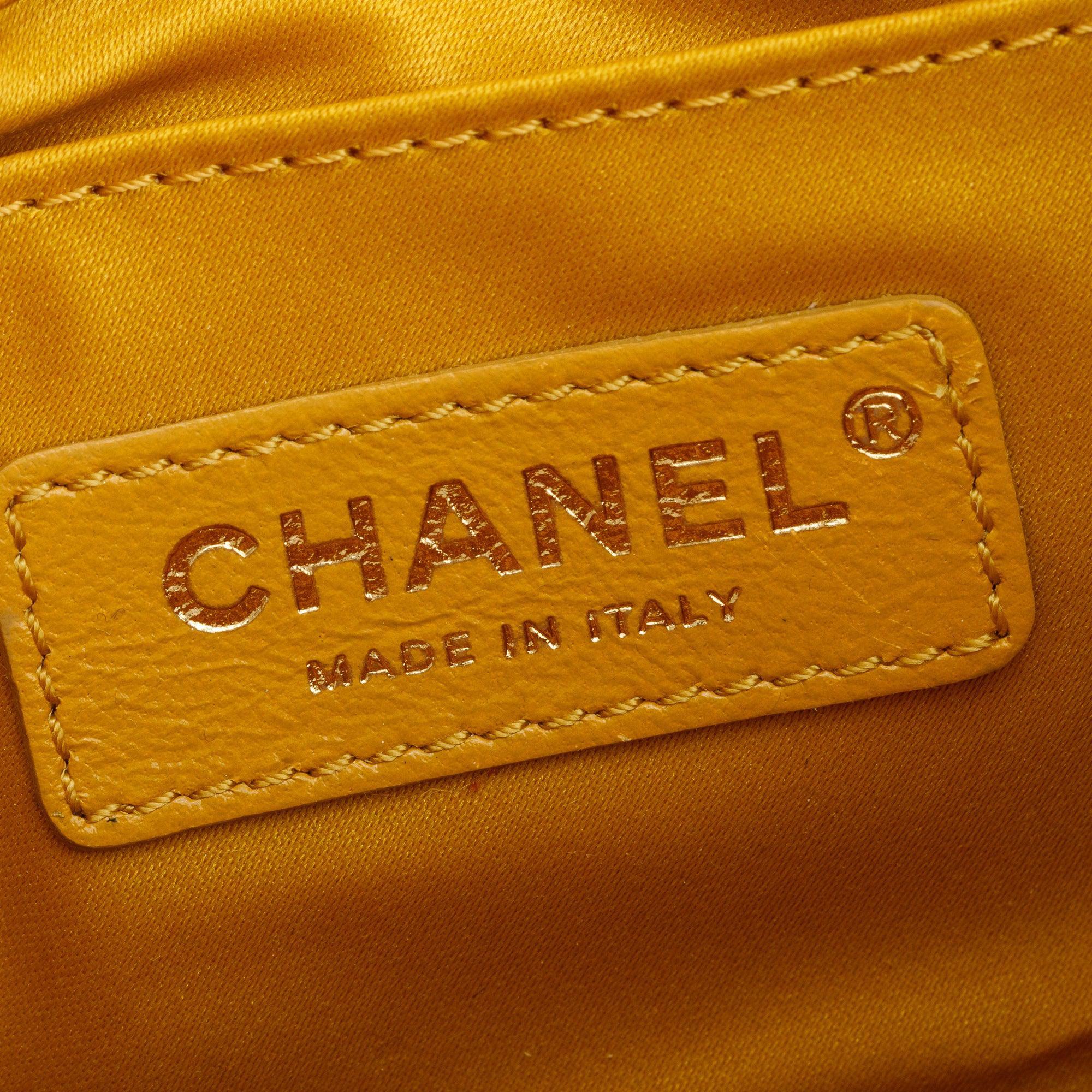 Chanel Yellow/Navy Velvet Private Affair Camellia Small Flap Bag w/ Authenticity Card