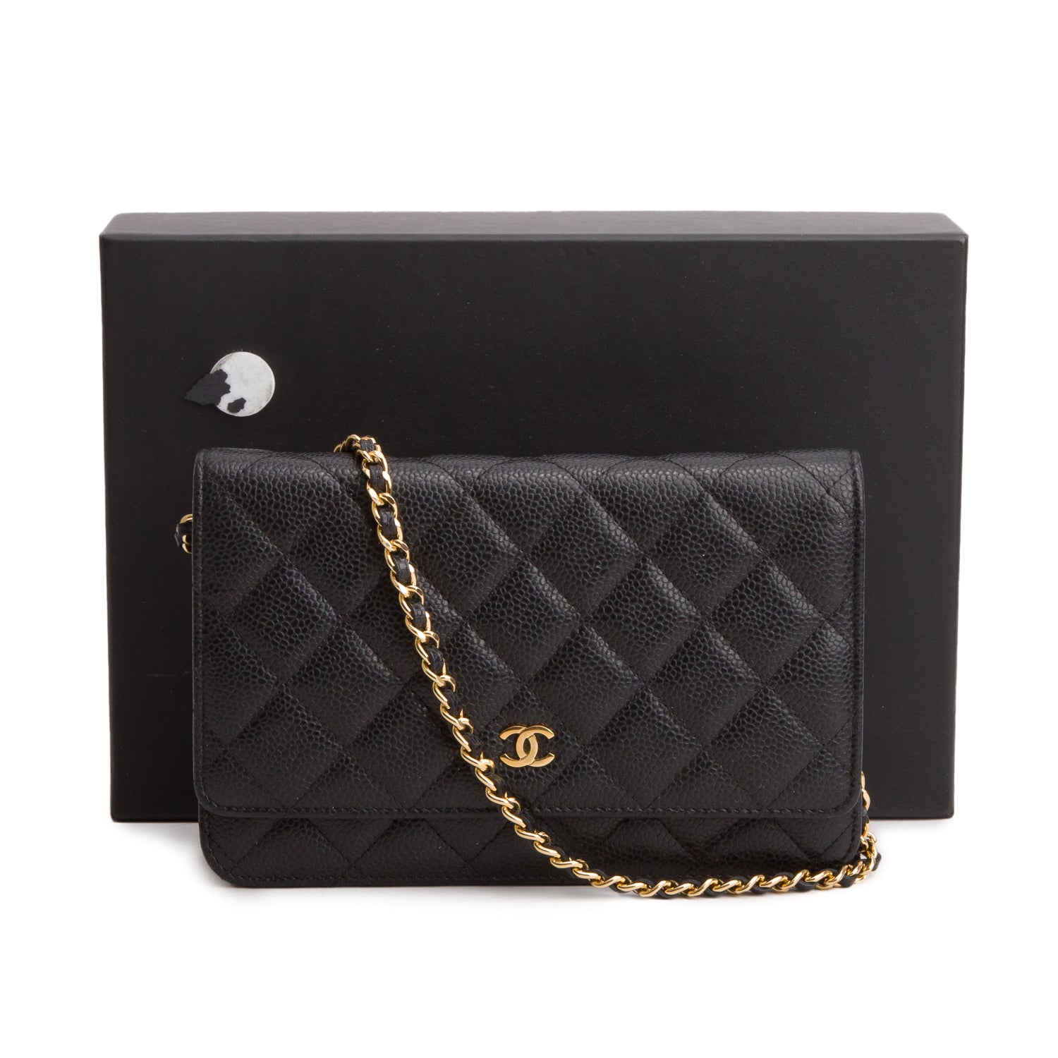 Chanel Black Caviar Quilted Classic Wallet on Chain w/ Box & Authenticity Card