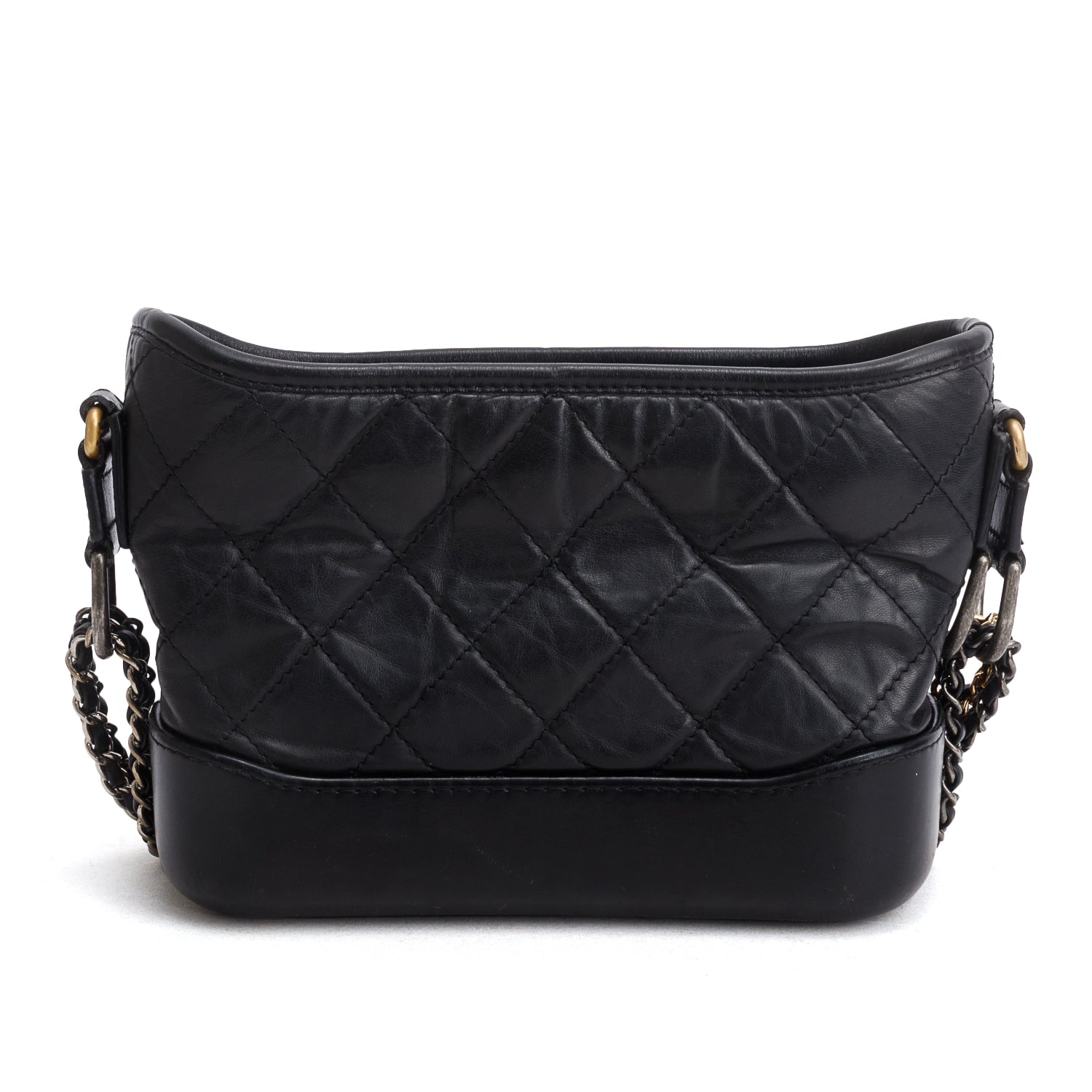 Chanel Black Aged Calfskin Leather Small Gabrielle Hobo