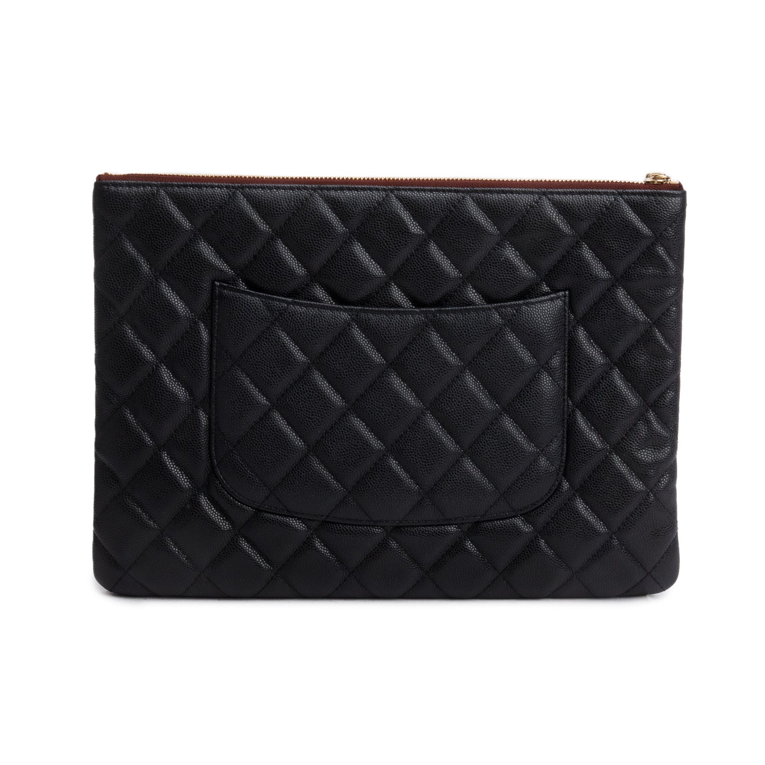 Chanel 2021 Black Caviar Quilted O-Case w/ Authenticity Card