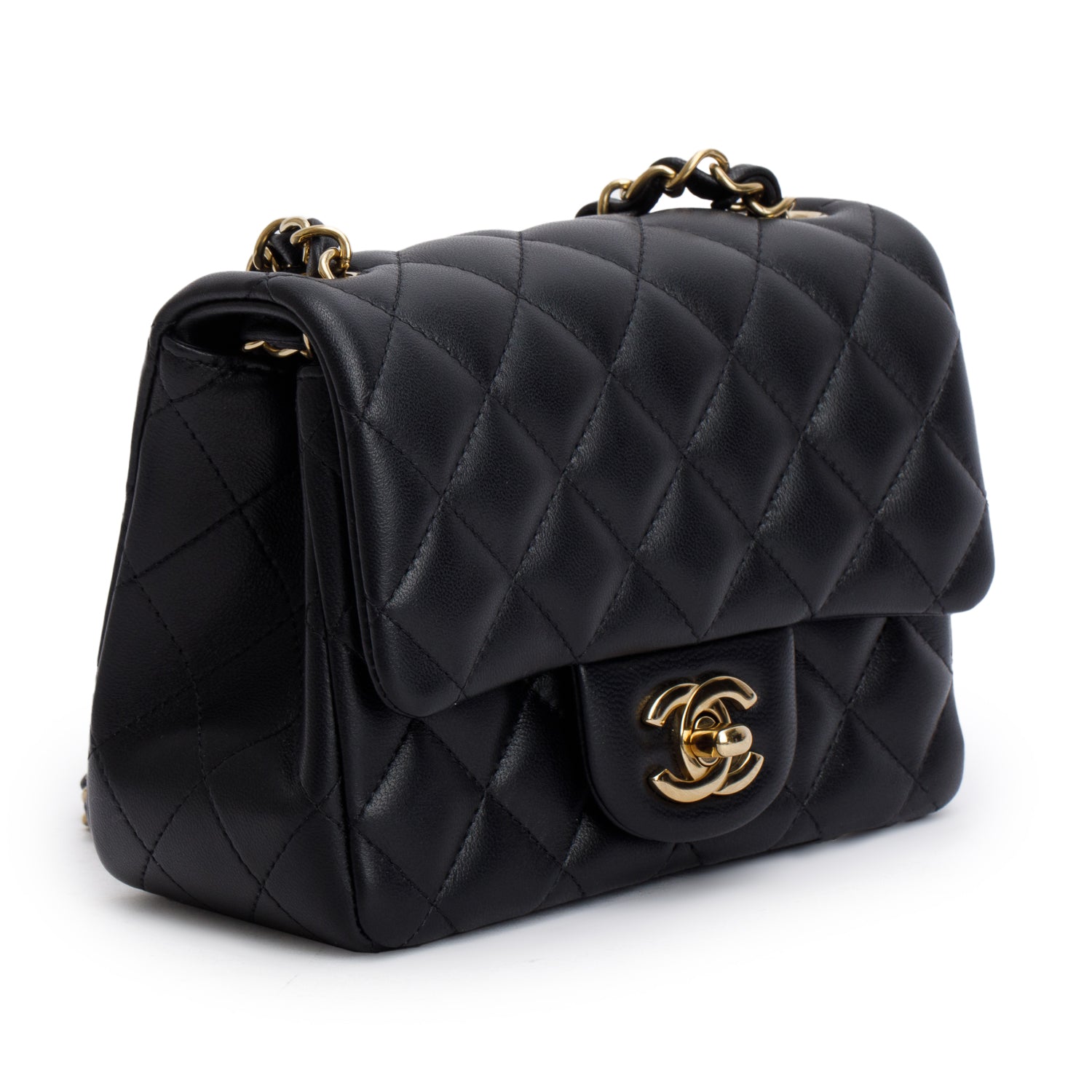 Chanel Black Lambskin Quilted Mini Square Flap