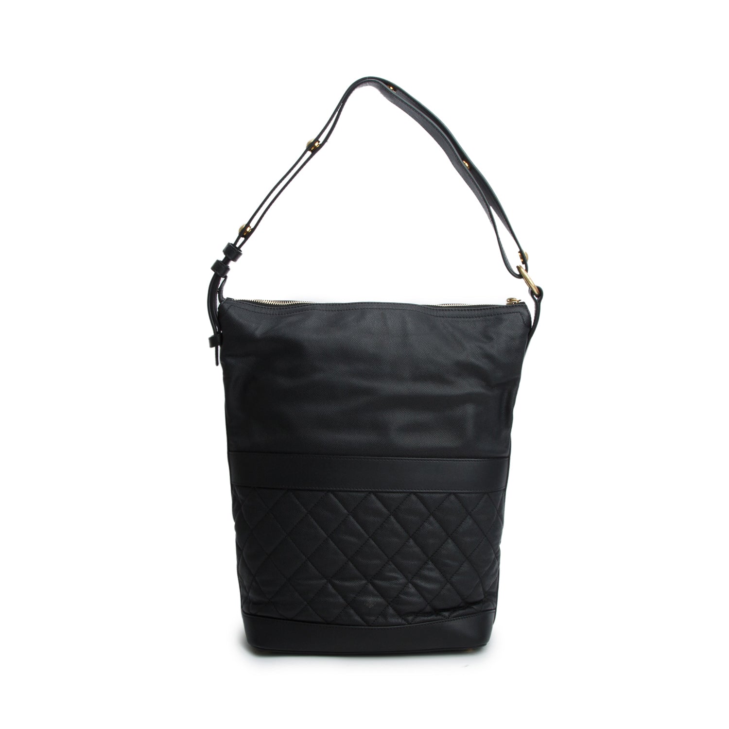 Chanel Black Caviar Lambskin Quilted Casual Style Hobo