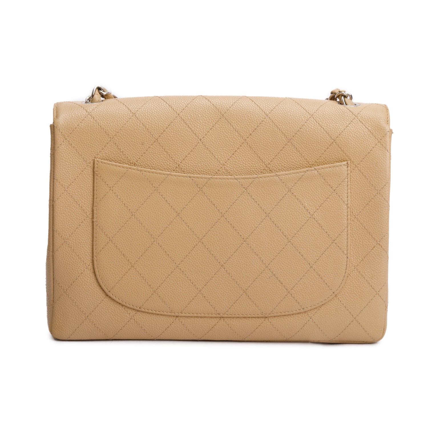 Chanel Beige Caviar Jumbo Square Single Flap Bag
