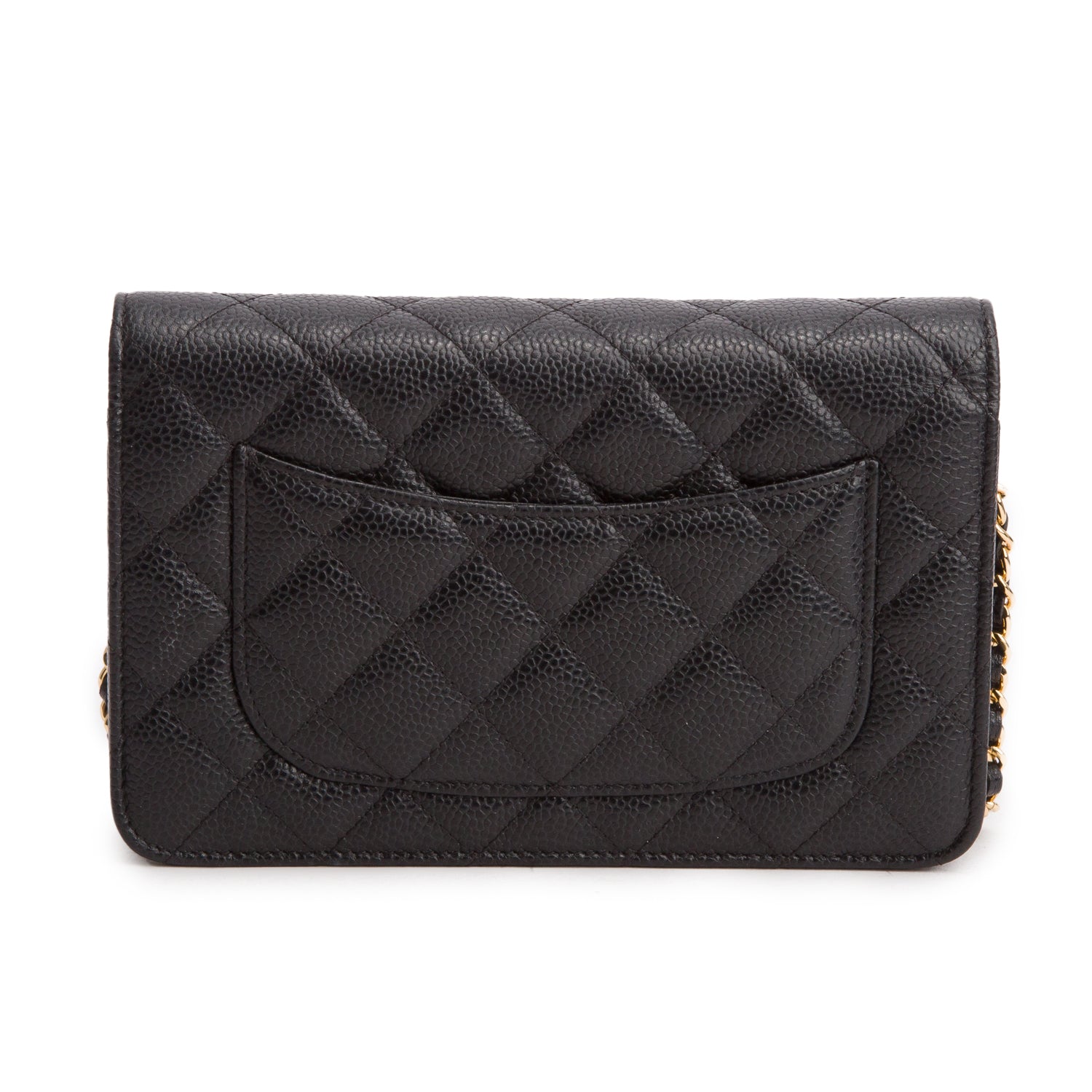 Chanel Black Caviar Quilted Classic Wallet on Chain w/ Box & Authenticity Card