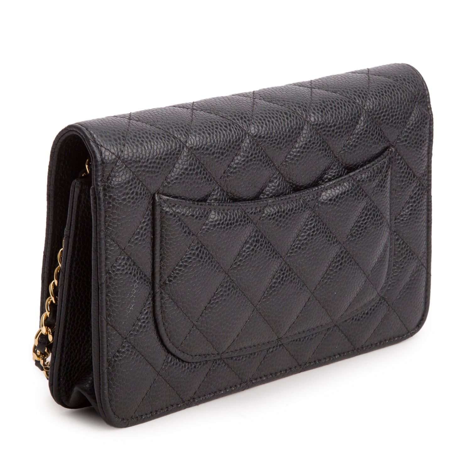 Chanel Black Caviar Quilted Classic Wallet on Chain w/ Box & Authenticity Card