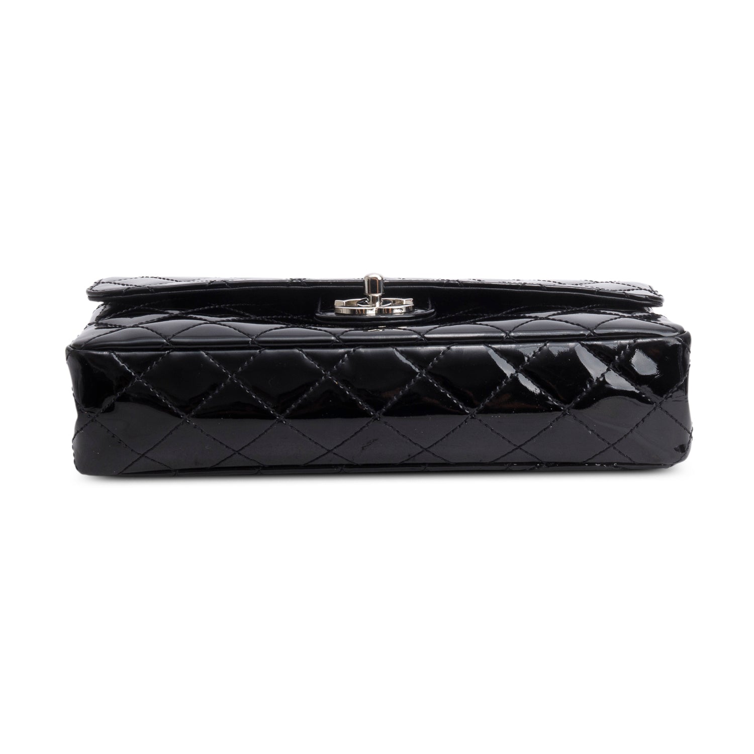 Chanel Black Quilted Patent Leather Chain Through Flap Bag
