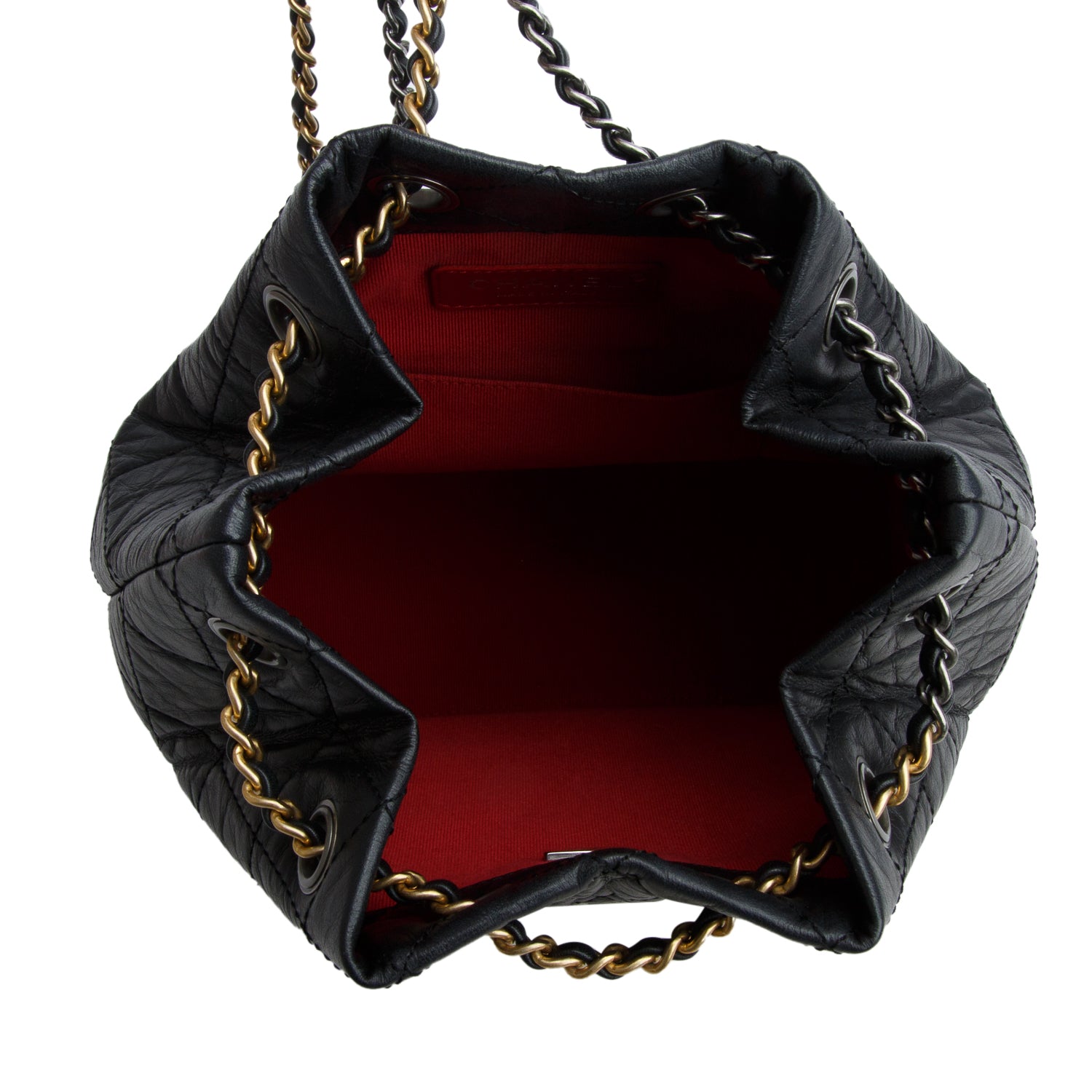 Chanel Black Aged Calfskin Quilted Small Gabrielle Backpack