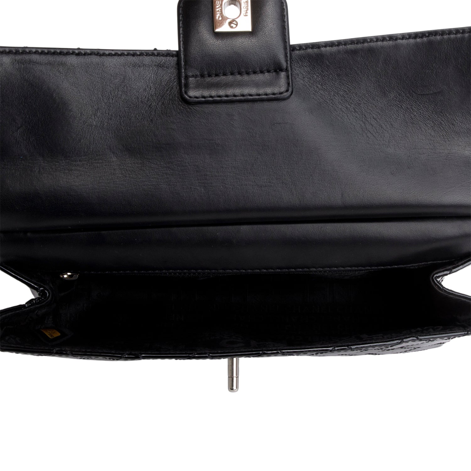 Chanel Black Quilted Patent Leather Chain Through Flap Bag