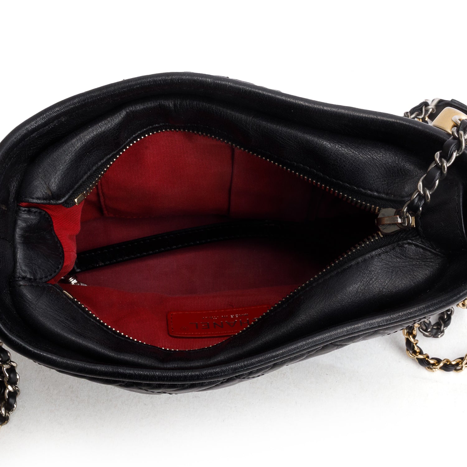 Chanel Black Aged Calfskin Leather Small Gabrielle Hobo