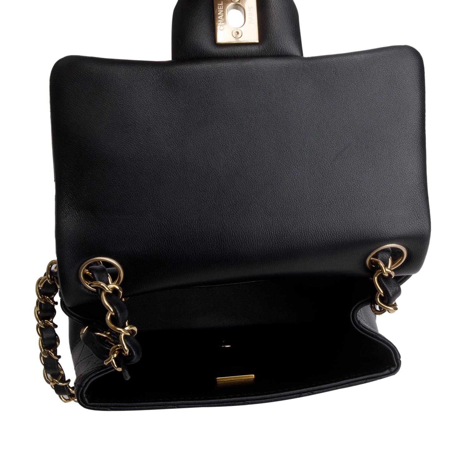 Chanel Black Lambskin Quilted Mini Square Flap