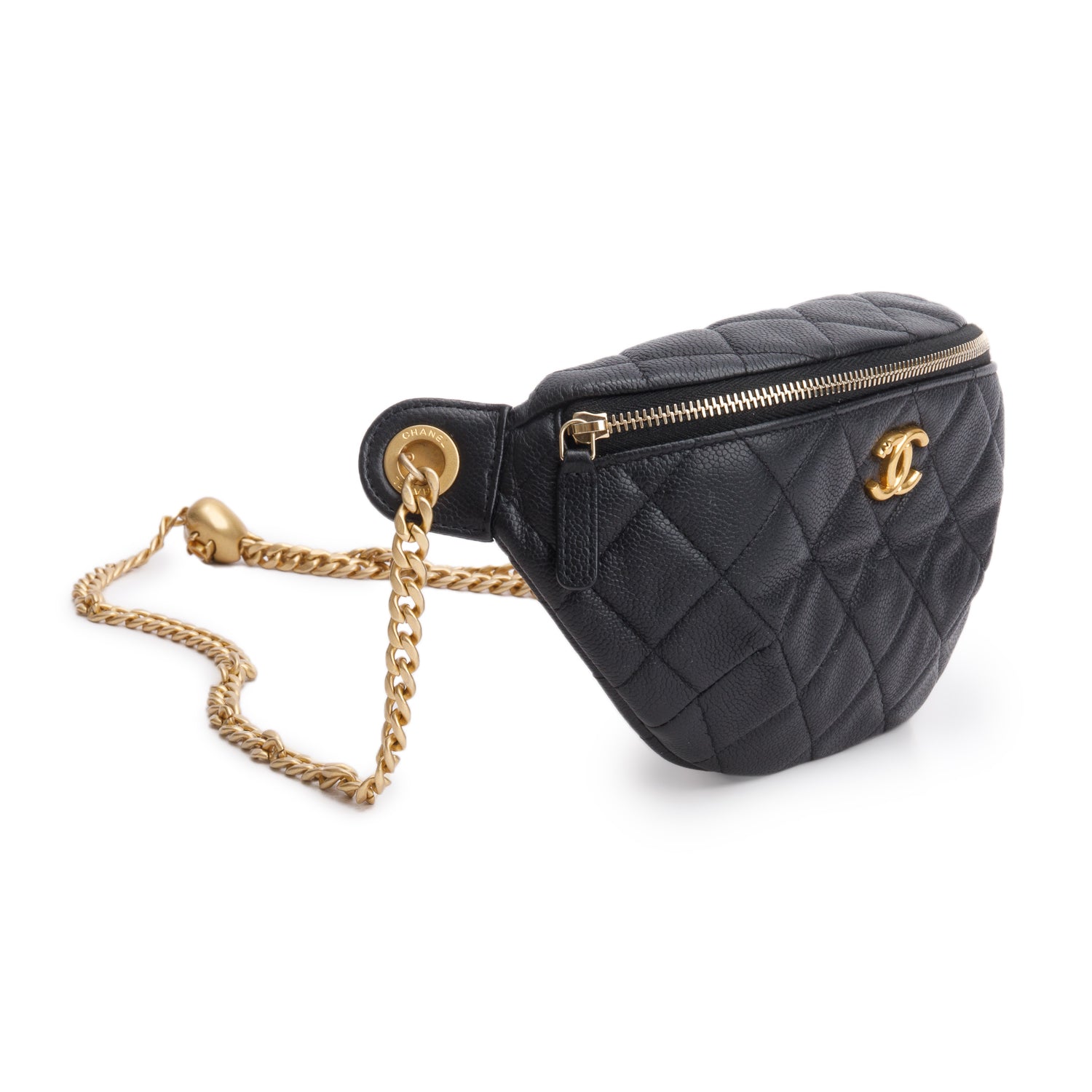 Chanel Black Caviar Quilted Sweetheart Belt Bag