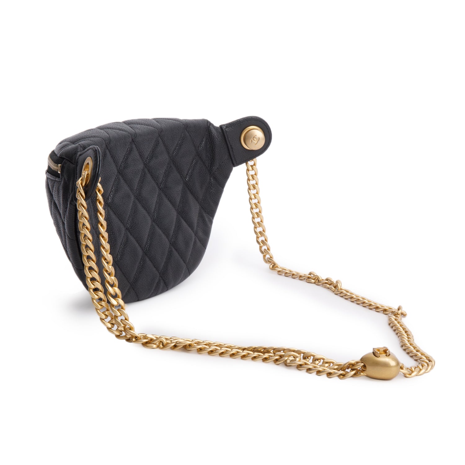 Chanel Black Caviar Quilted Sweetheart Belt Bag