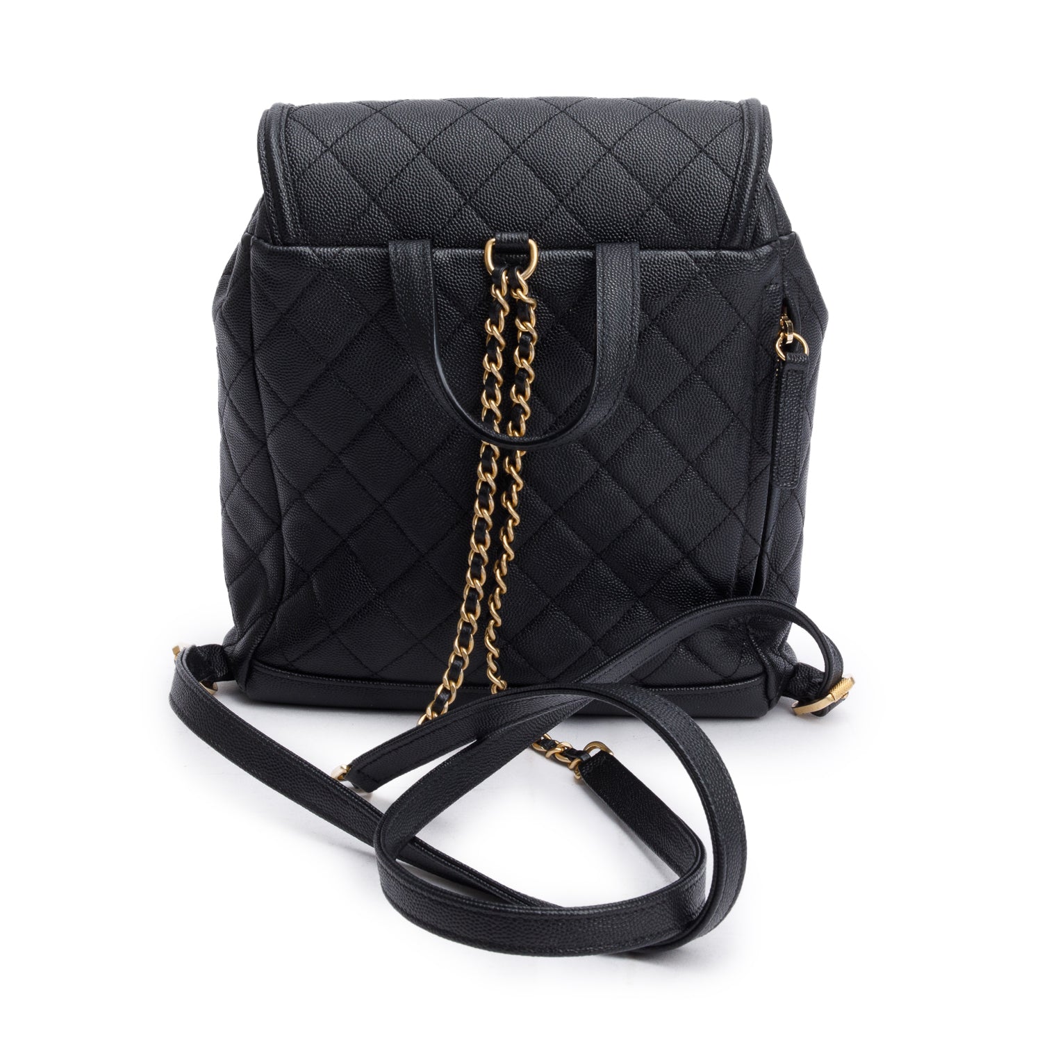 Chanel Black Quilted Caviar Leather Small Filigree Backpack
