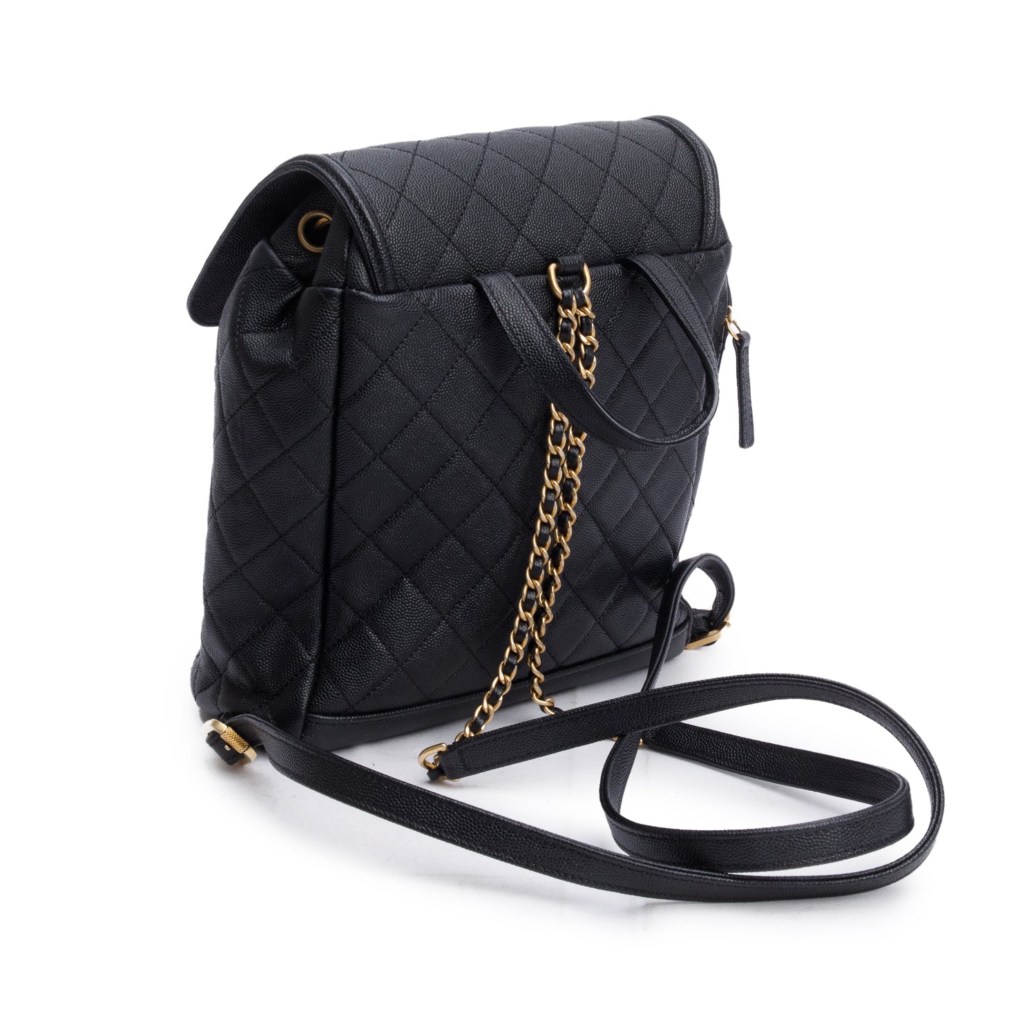 Chanel Black Quilted Caviar Leather Small Filigree Backpack