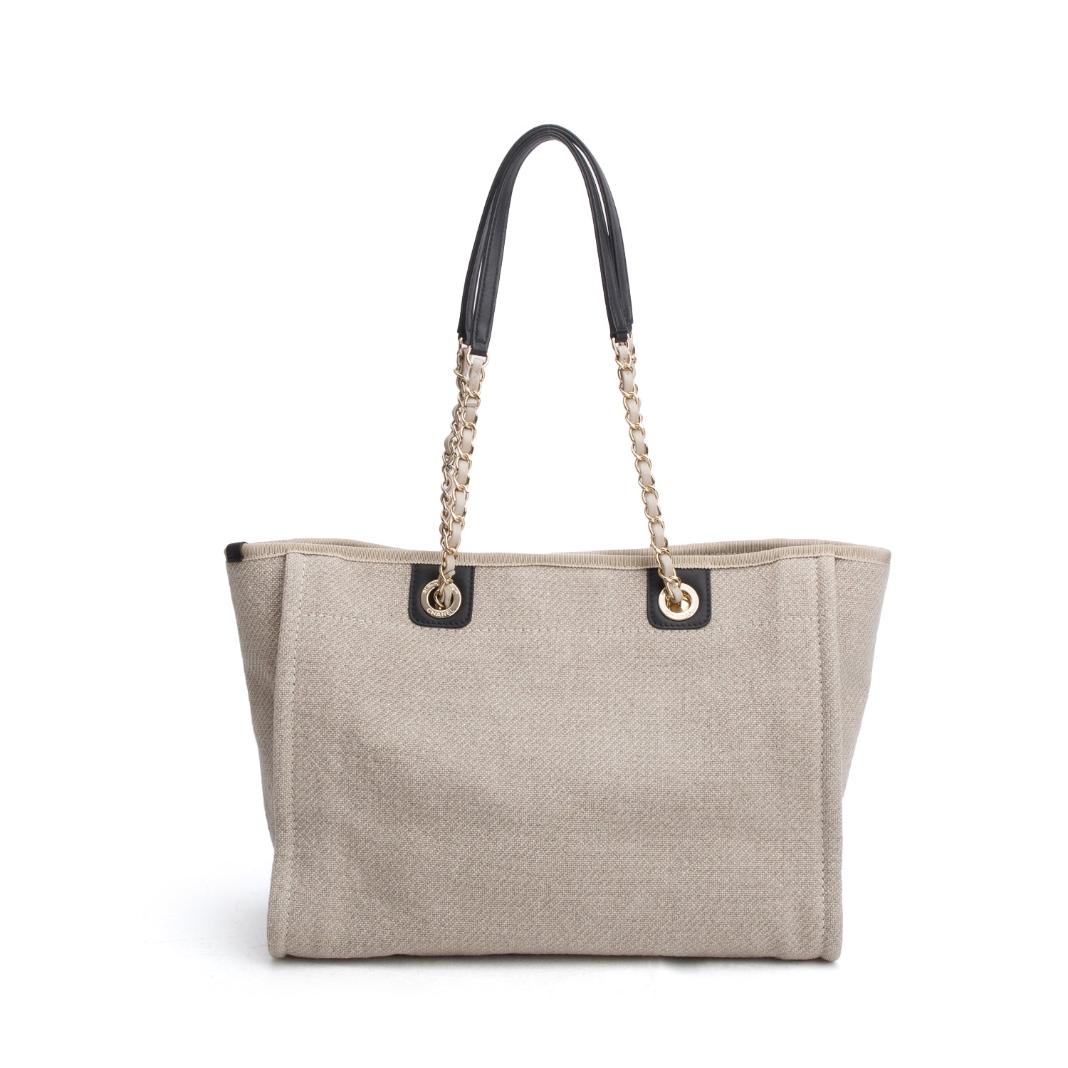 Chanel Beige Canvas Small Deauville Tote w/ Pouch