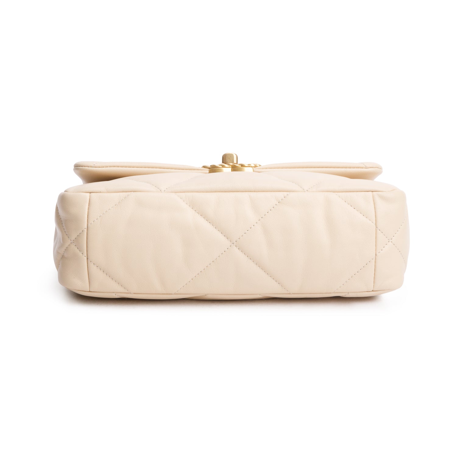 Chanel Beige Lambskin Leather Medium 19 Flap Bag w/ Authenticity Card