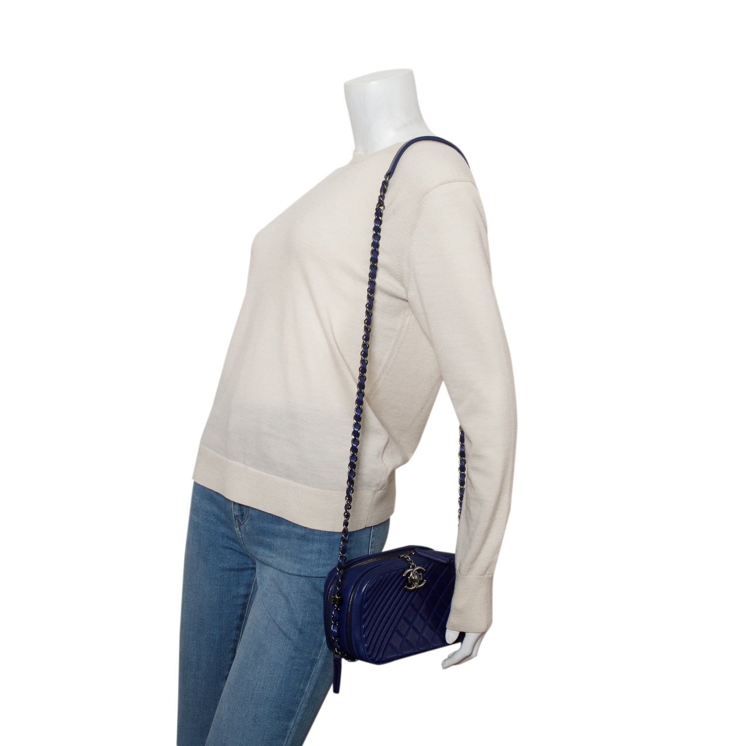 Chanel Blue Lambskin Quilted Small Coco Boy Camera Bag