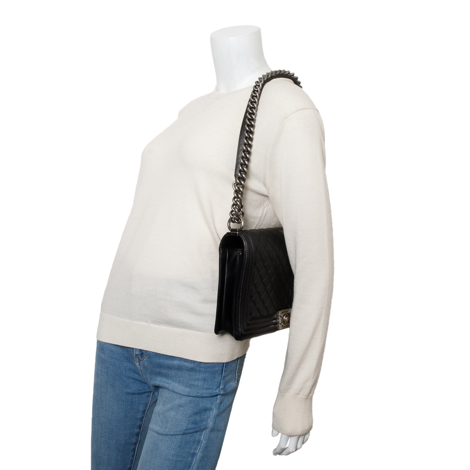 Chanel Black Quilted Lambskin Leather Large Boy Bag