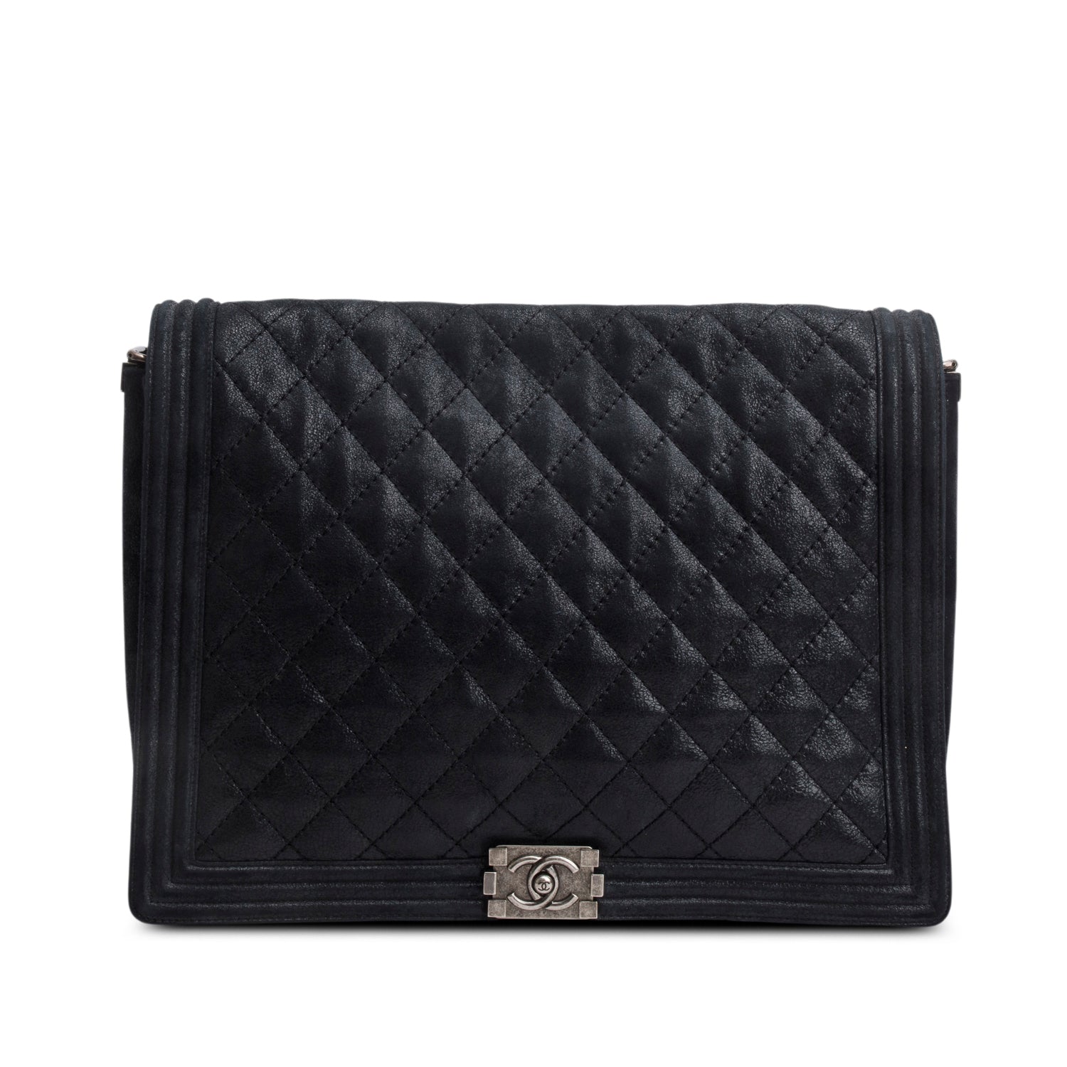 Chanel Black Nubuck Gentle XL Boy Bag