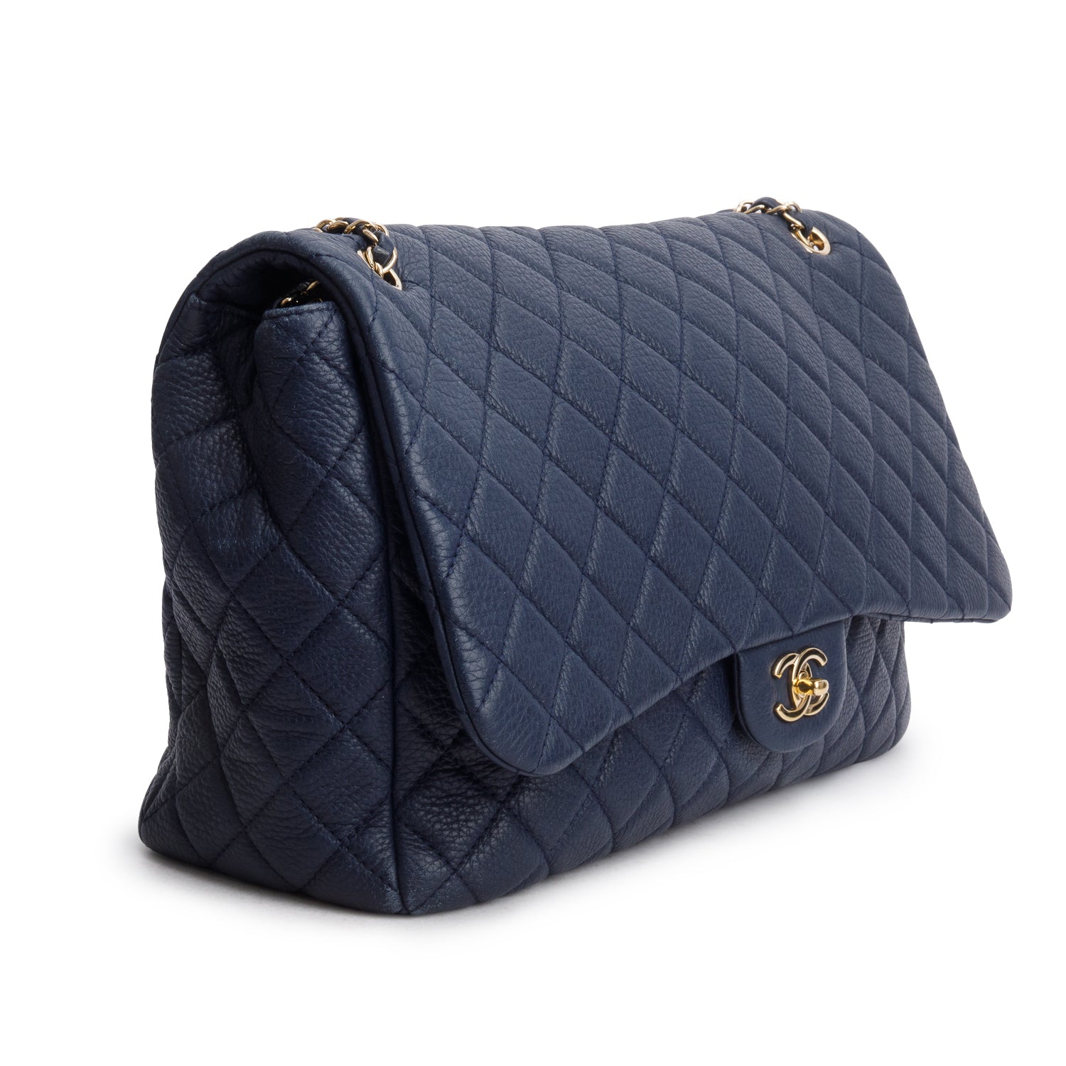 Chanel Navy Quilted Calfskin Leather Small XXL Airline Travel Flap Bag
