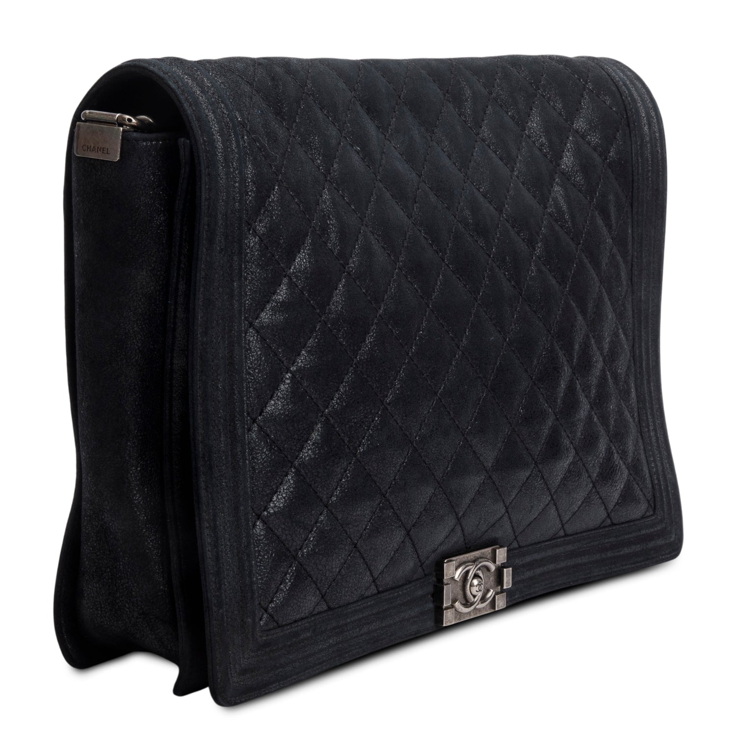 Chanel Black Nubuck Gentle XL Boy Bag